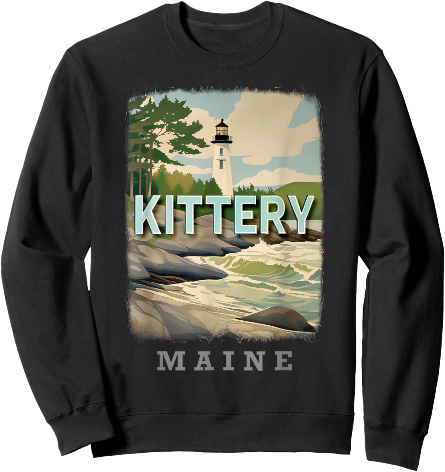 Kittery Maine ME Coastal Charm SD184 Sweatshirt - Sweatshirt | Black