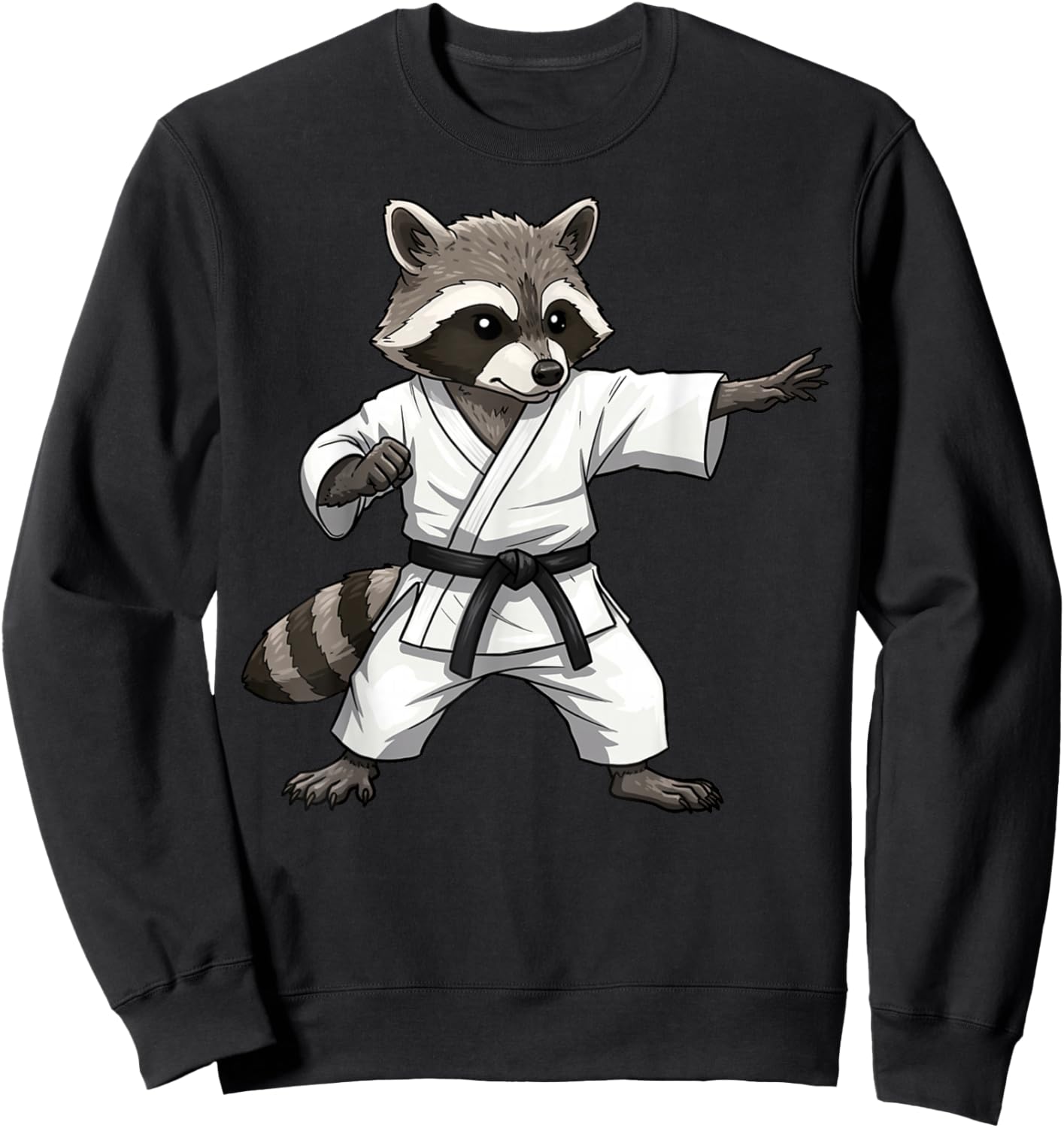 Funny Raccoon Doing Karate Samurai Ninja Raccoon Sweatshirt - Sweatshirt | Black