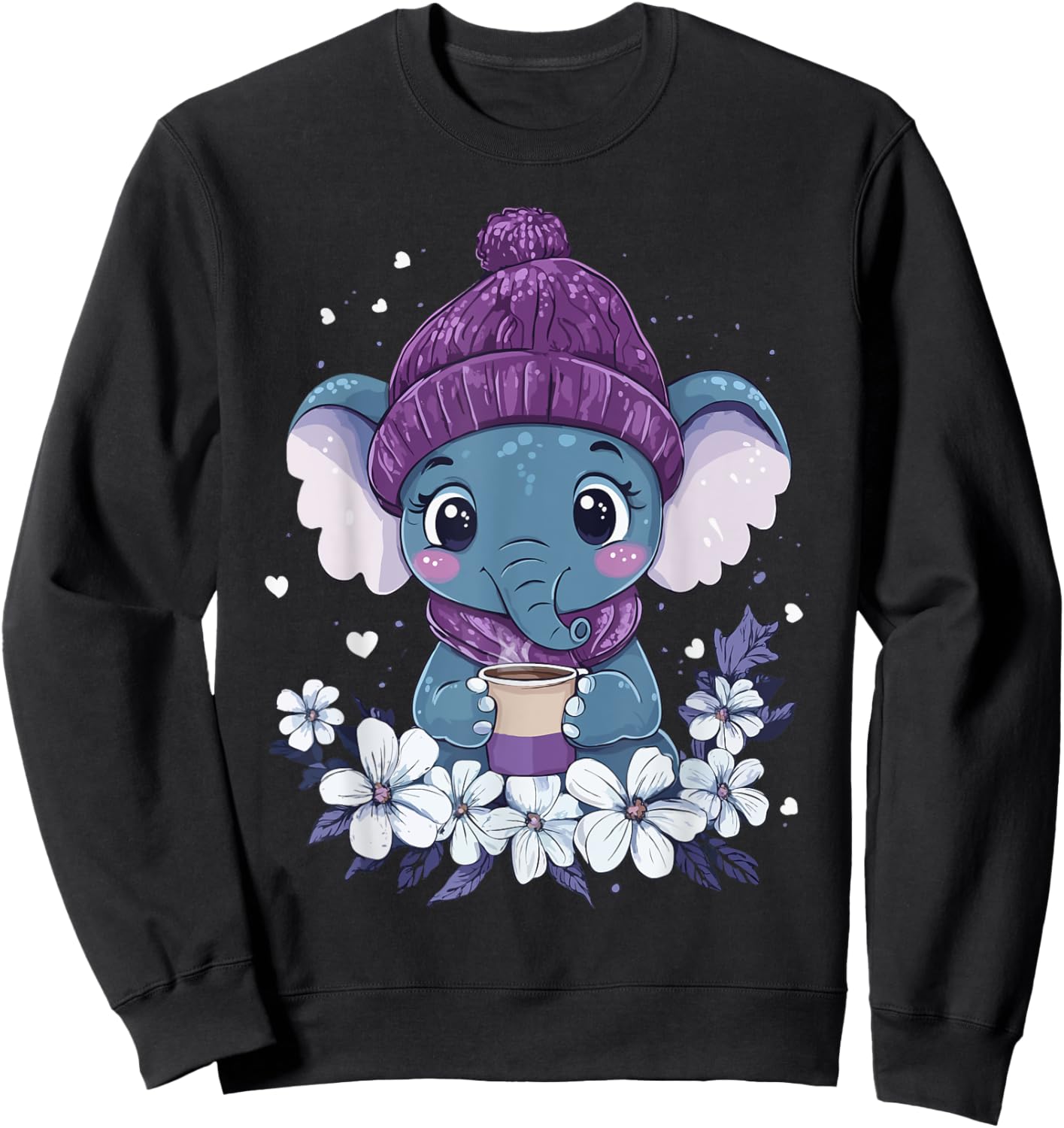 Elephant Coffee Girls Clothes Boys Decorations Kids Elephant Sweatshirt - Sweatshirt | Black