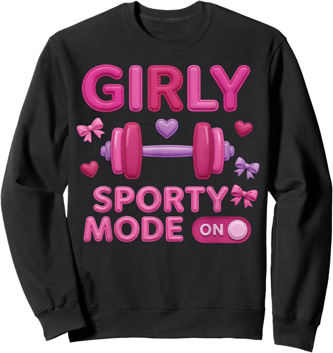 Girly Sporty Gym Mode Weightlifting Women Workout Training Sweatshirt - Sweatshirt | Black