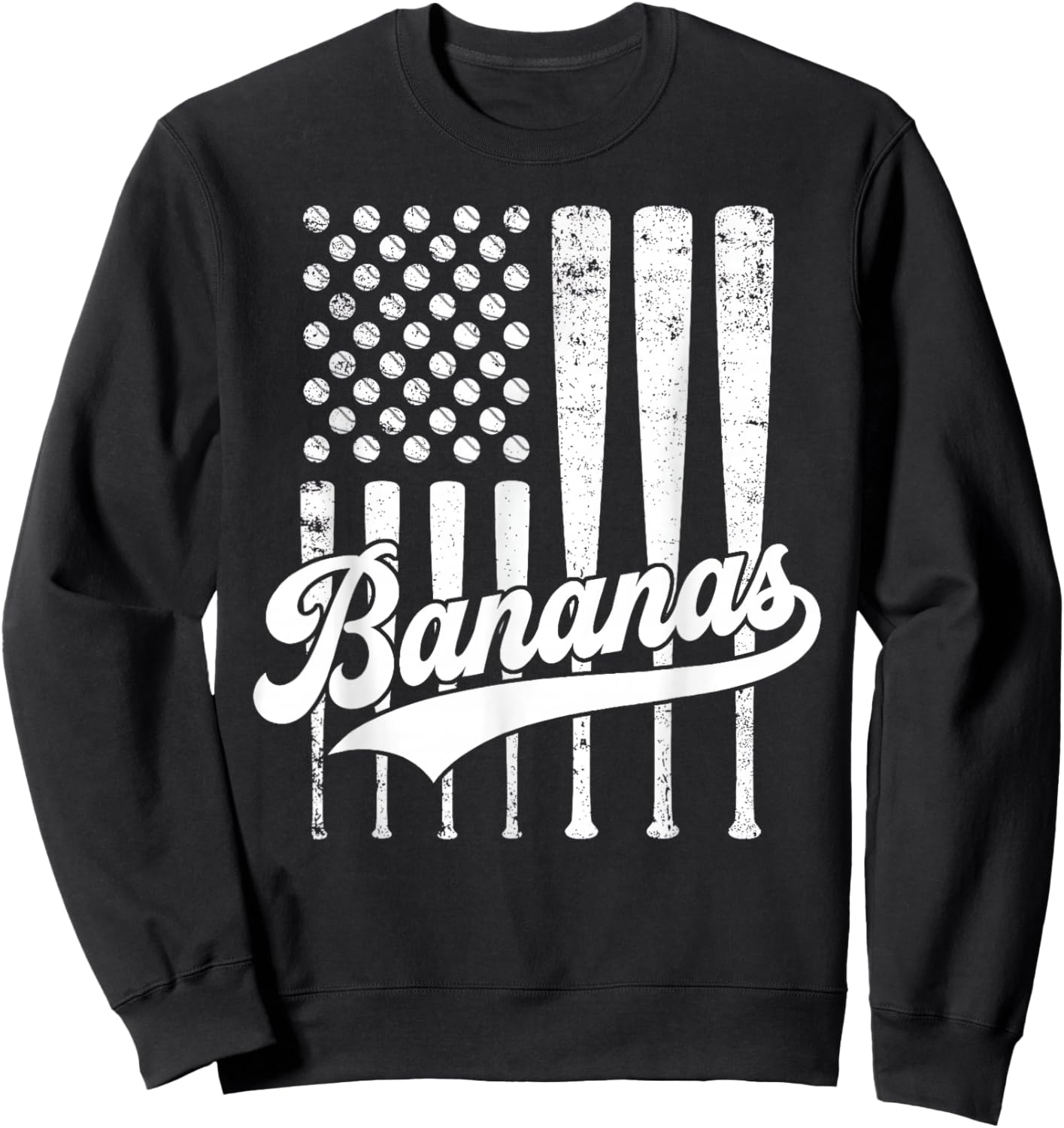 Banana Retro Humor Bananas American US Flag Men Women Kids Sweatshirt - Sweatshirt | Black