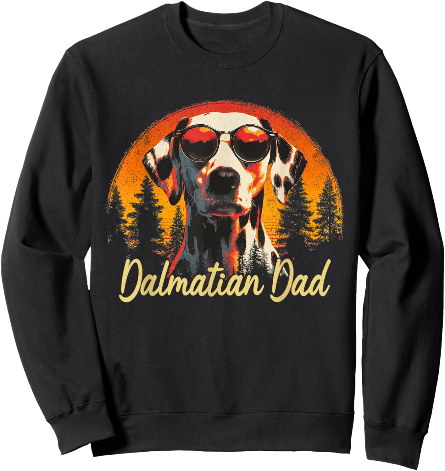 Best Dalmatian Dad Vintage Fathers Day Dog Lover Men Women Sweatshirt - Sweatshirt | Black