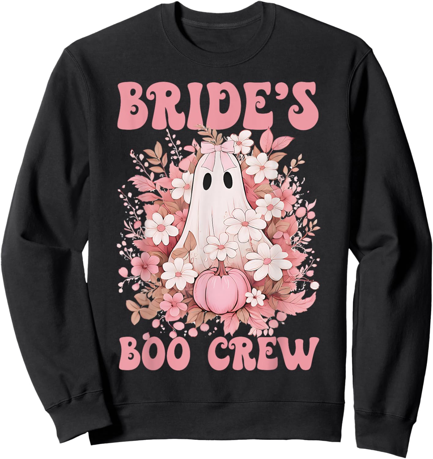 Bride's Boo Crew Cute Floral Ghost Halloween Bachelorette Sweatshirt - Sweatshirt | Black