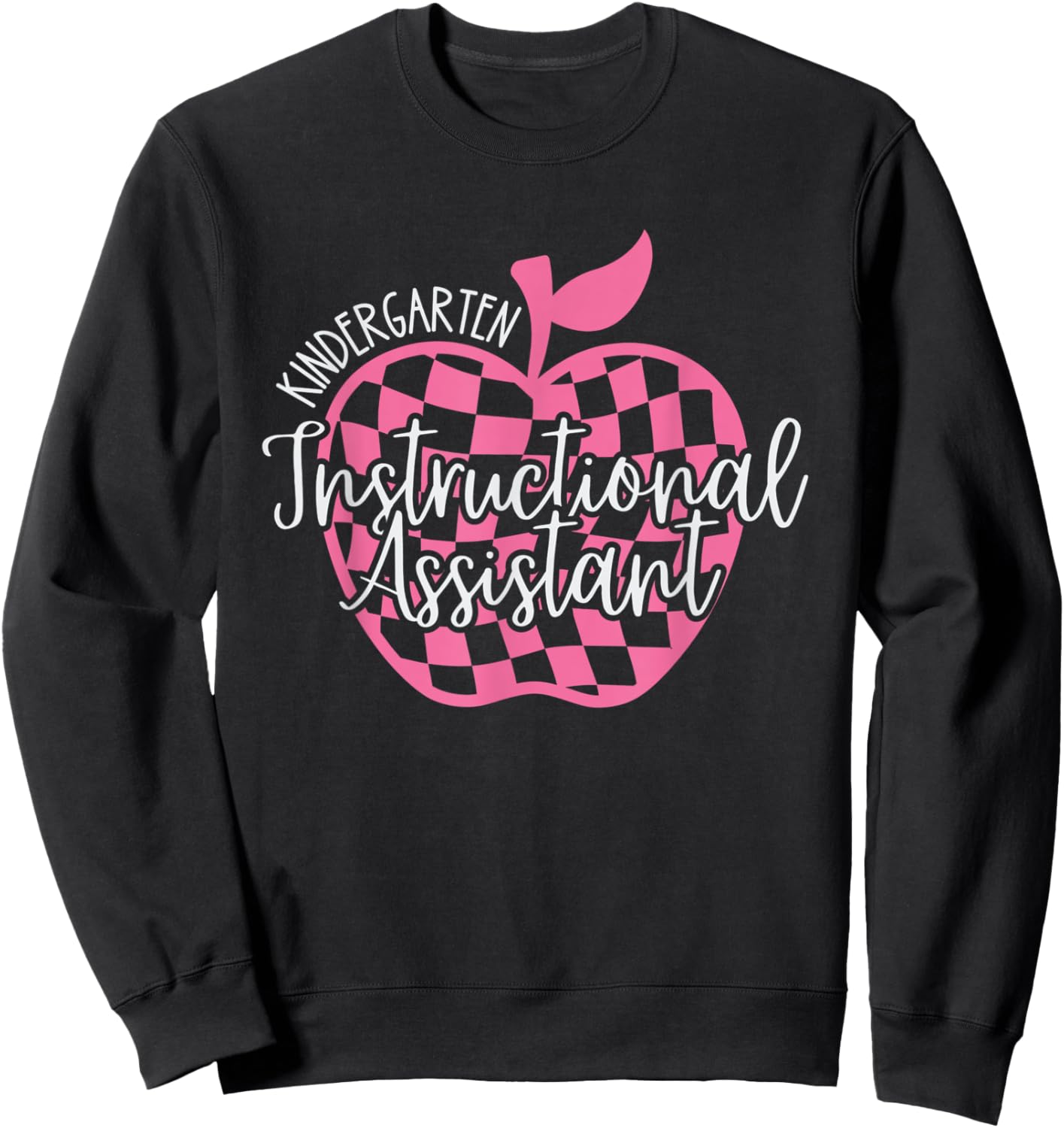 Retro Kindergarten Instructional Assistant Apple Teacher Men Women Kids Sweatshirt - Sweatshirt | Black