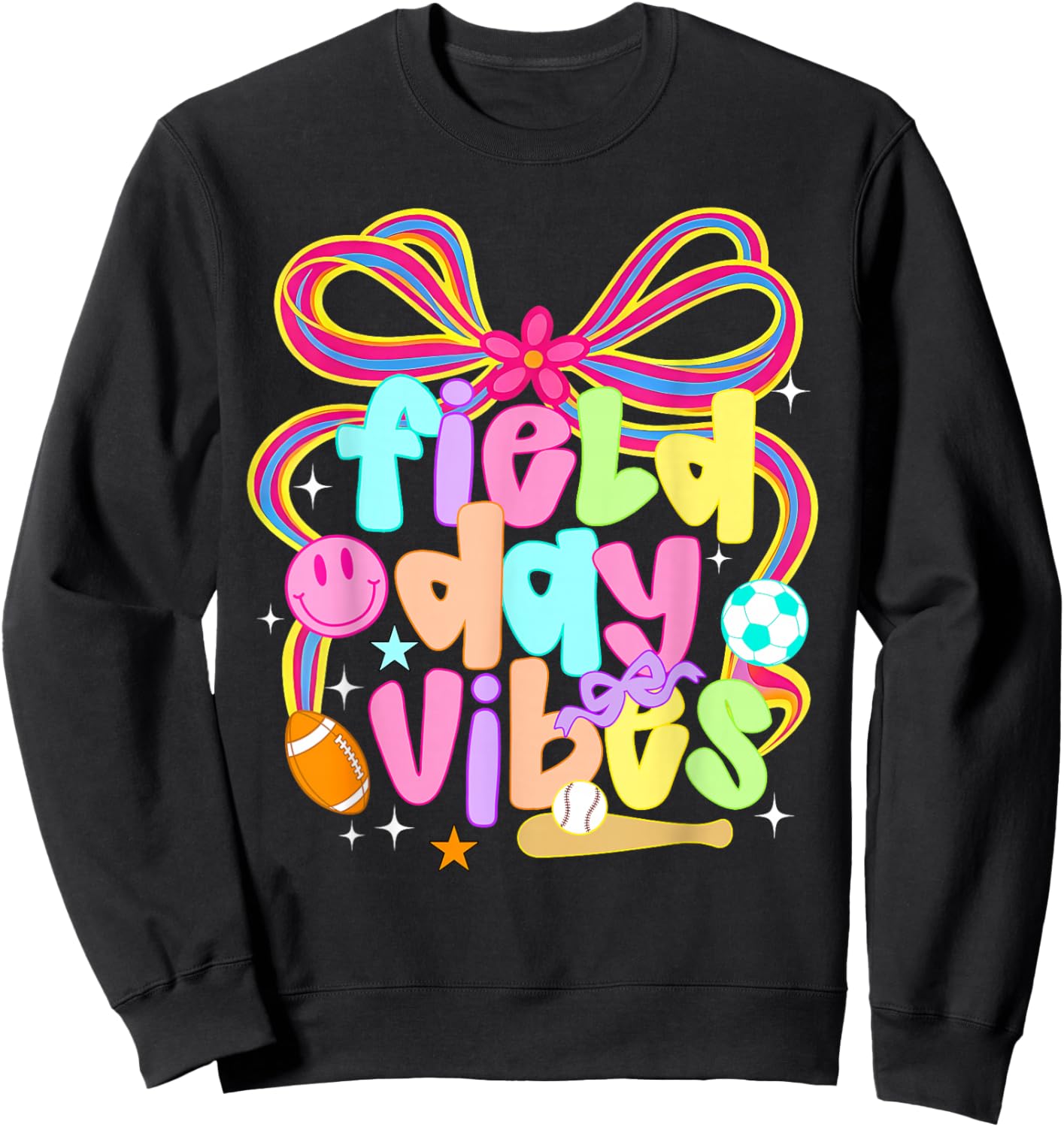 Field Day Vibes Coquette Bow Let The Games Begin Field Trip Sweatshirt - Sweatshirt | Black