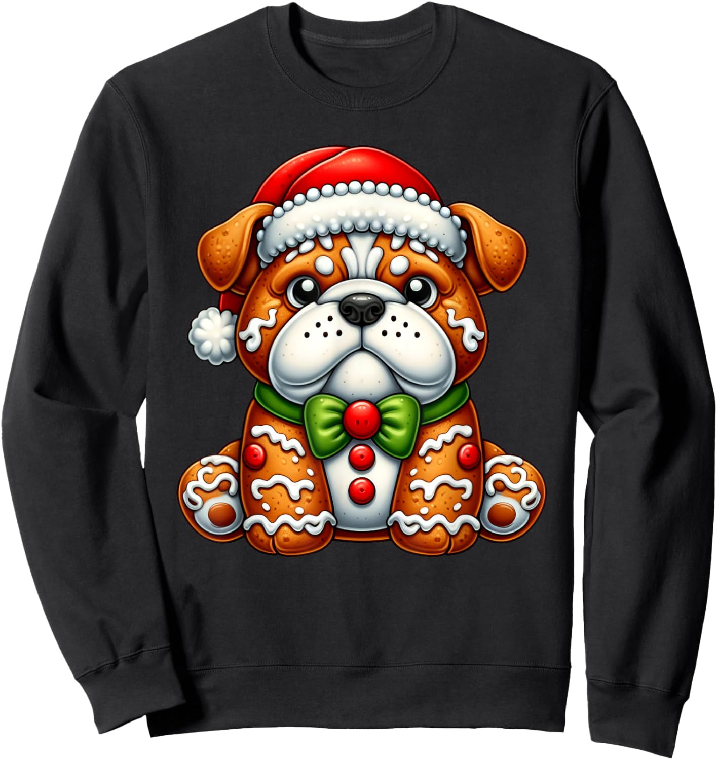 Gingerbread Man English Bulldog Christmas Kids Sweatshirt - Sweatshirt | Black