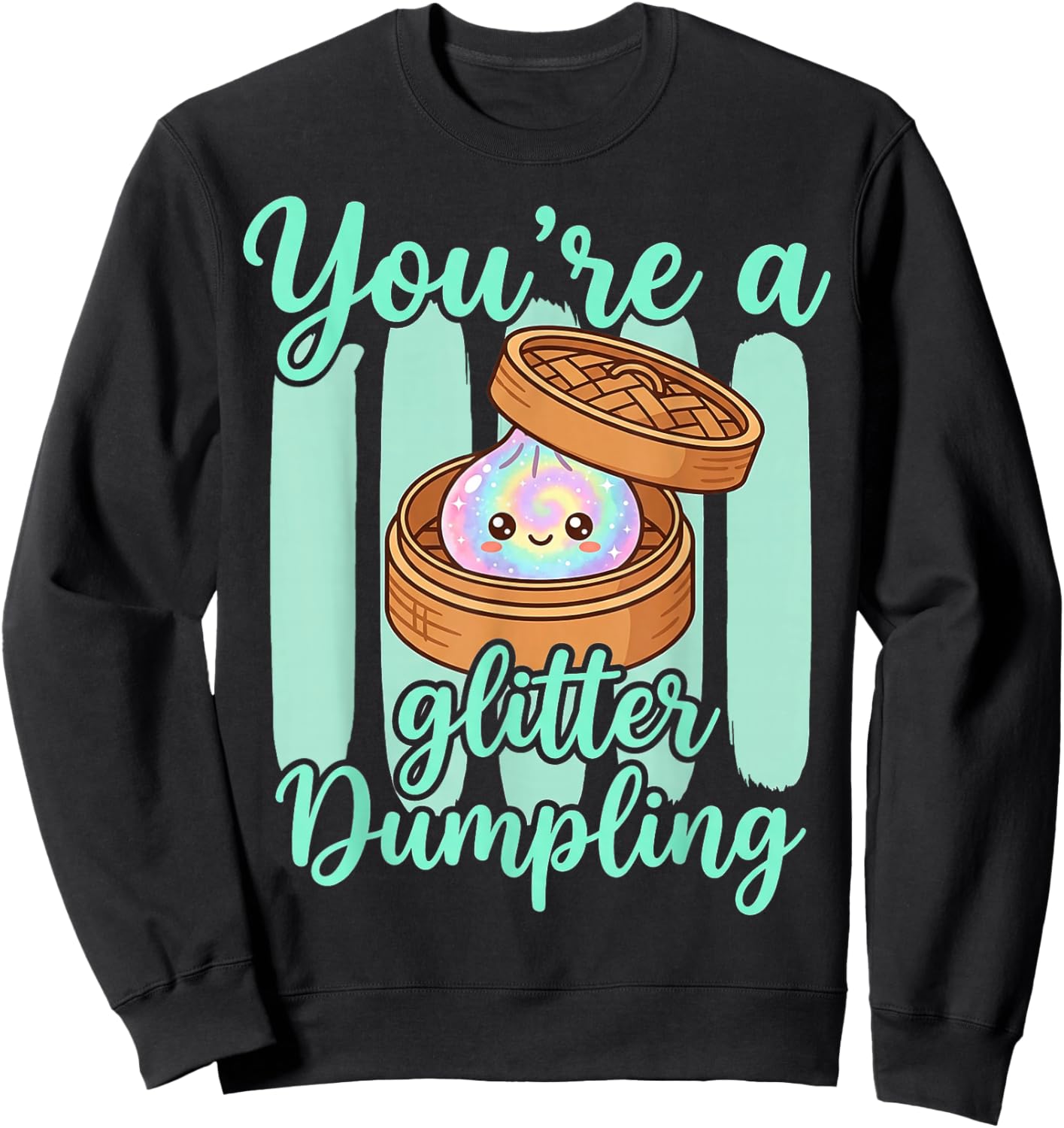 Rainbow Striped Funny You're A Dumpling Cute Kids Girls Sweatshirt - Sweatshirt | Black