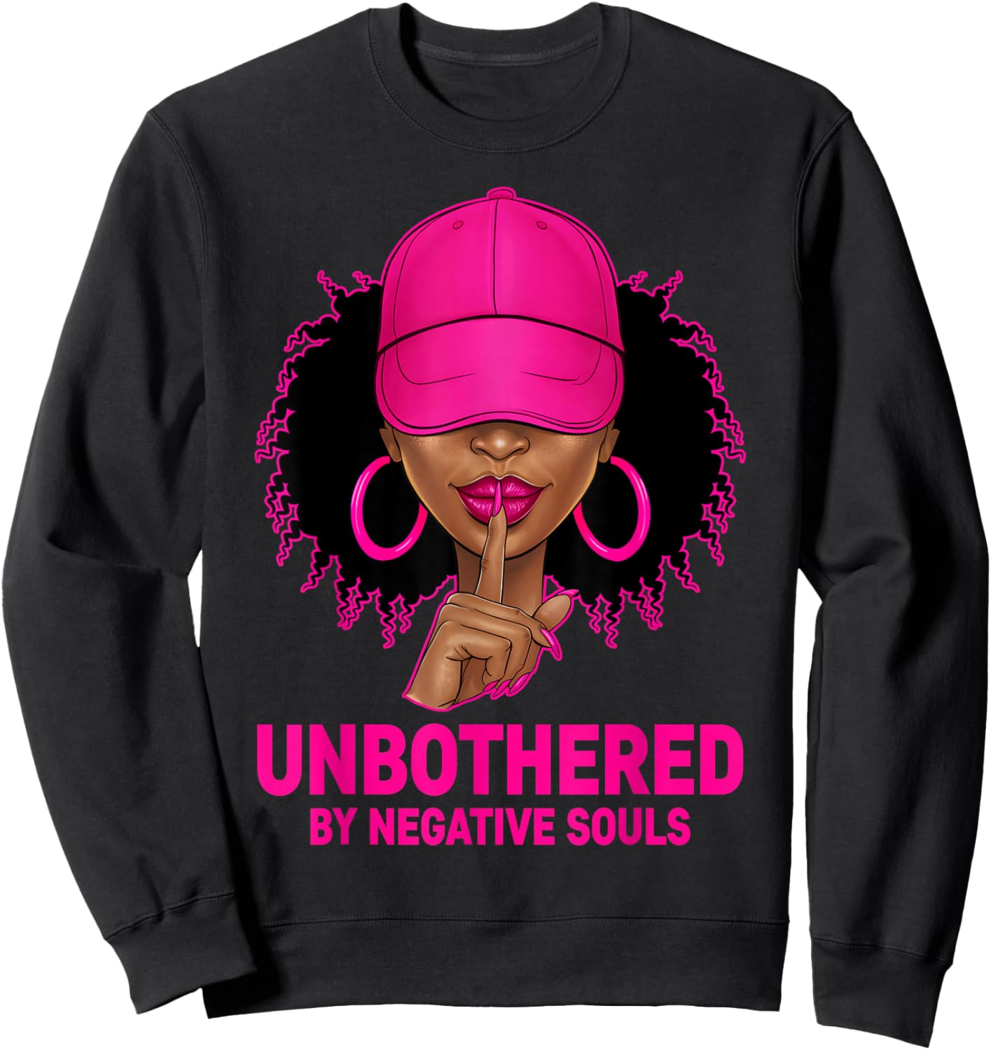Afro Queen With Cap Sassy Black Woman African American Women Sweatshirt - Sweatshirt | Black