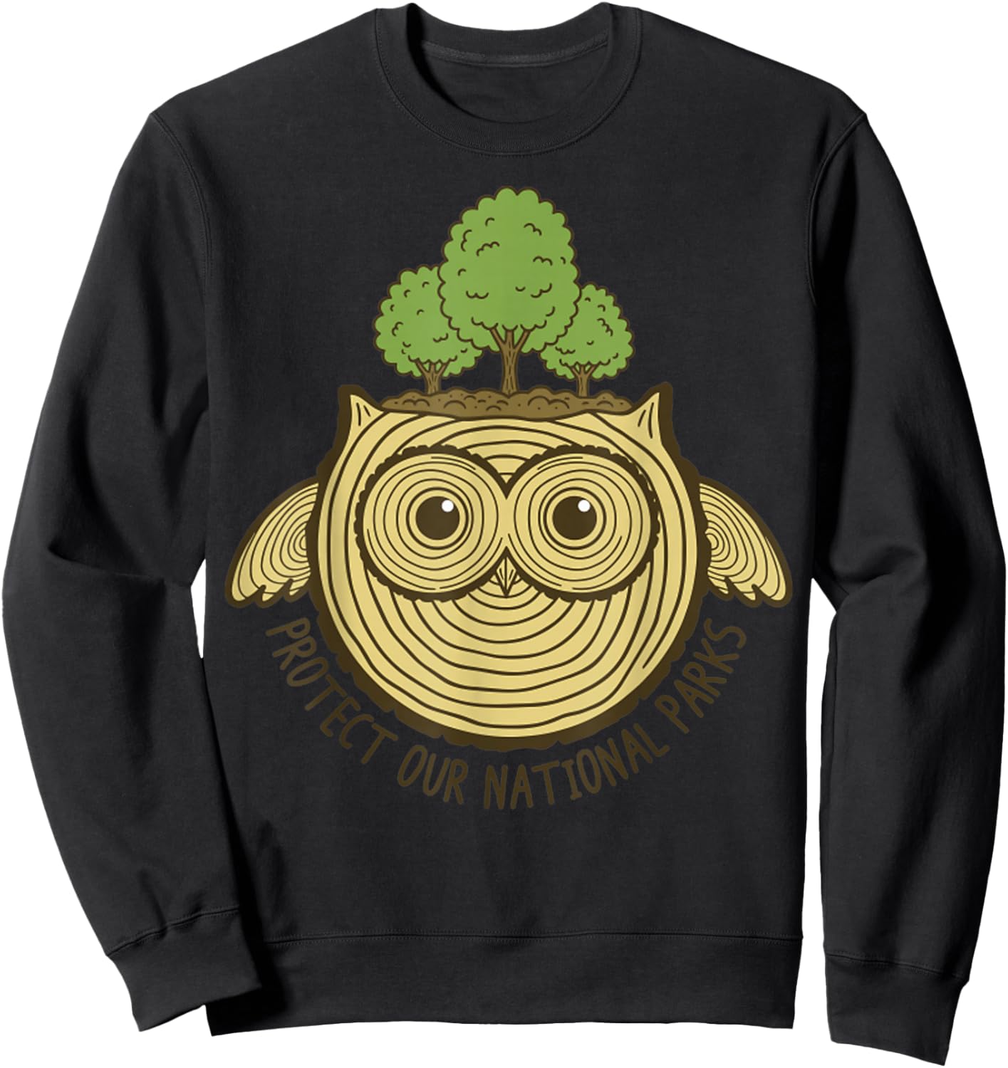 Protect Our National Park Owl Tree Rings Nature Conservation Sweatshirt - Sweatshirt | Black