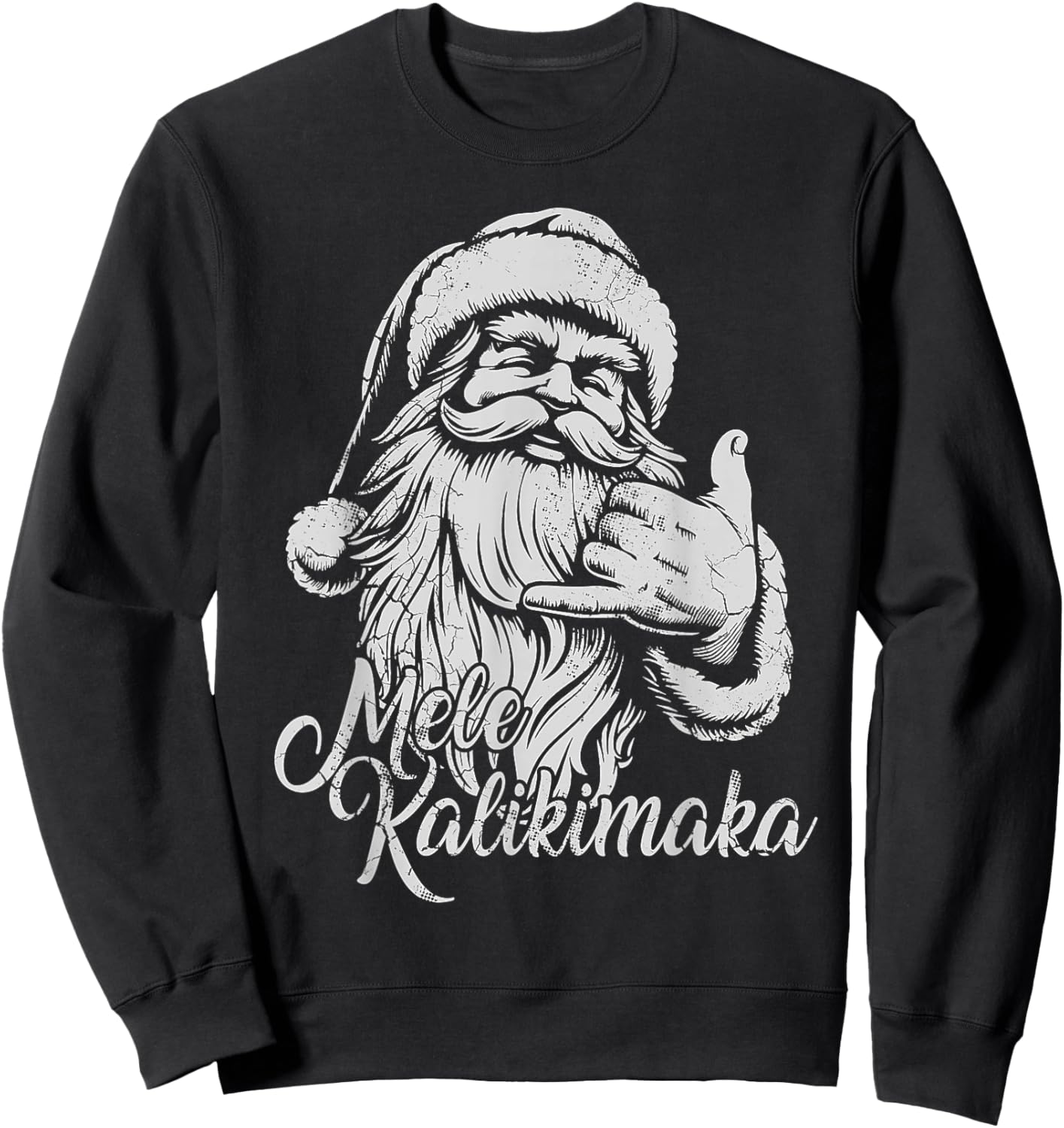 Mele Kalikimaka Santa Claus Hawaiian Christmas Hawaii Spirit Sweatshirt - Sweatshirt | Black