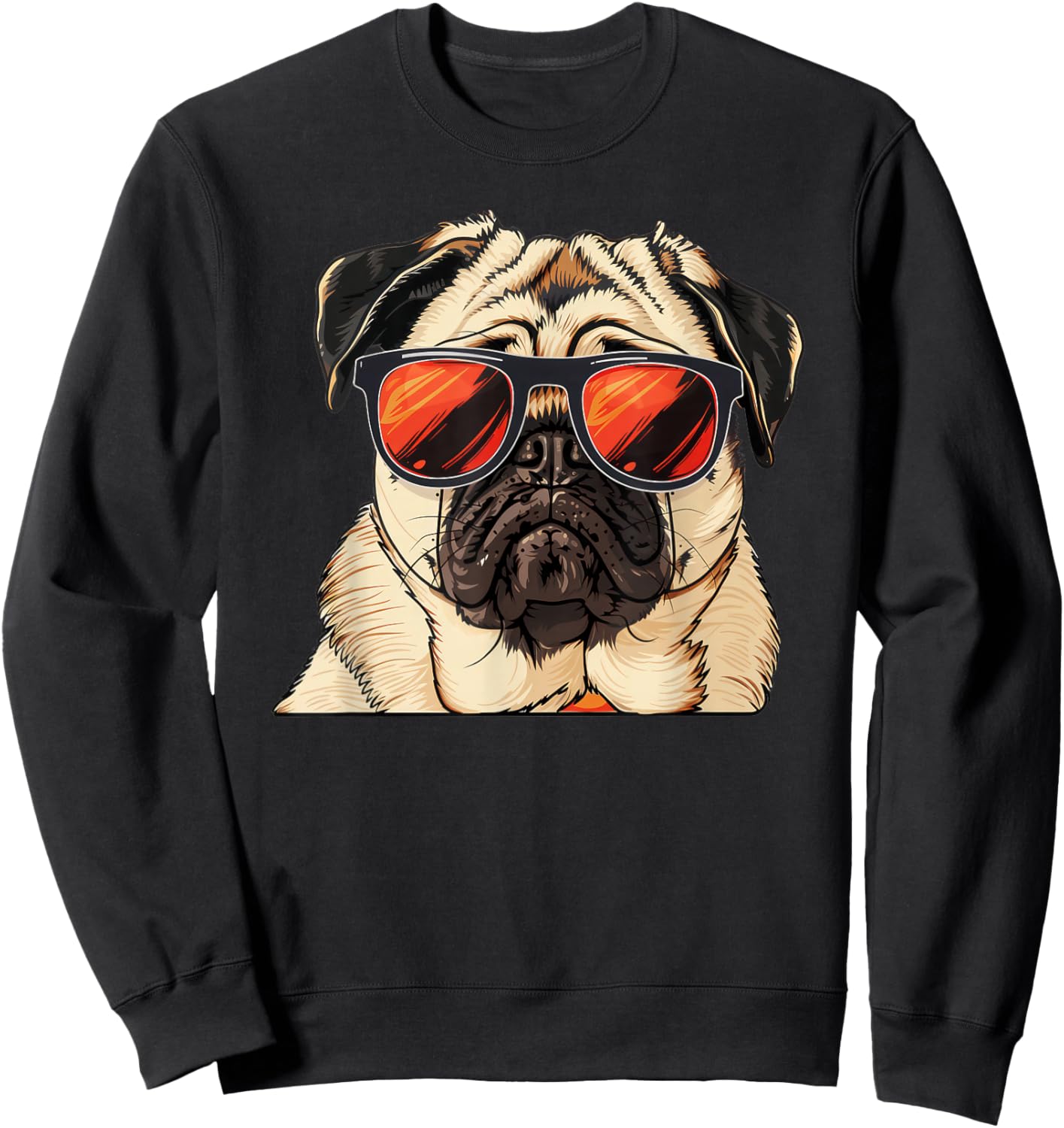 Pug Dog Sunglasses Sweatshirt - Sweatshirt | Black