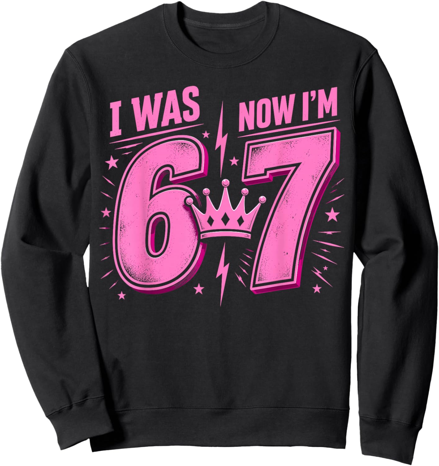 7th Birthday Girls I was 6 Now I'm 7 Girl Turning 7 Birthday Sweatshirt - Sweatshirt | Black
