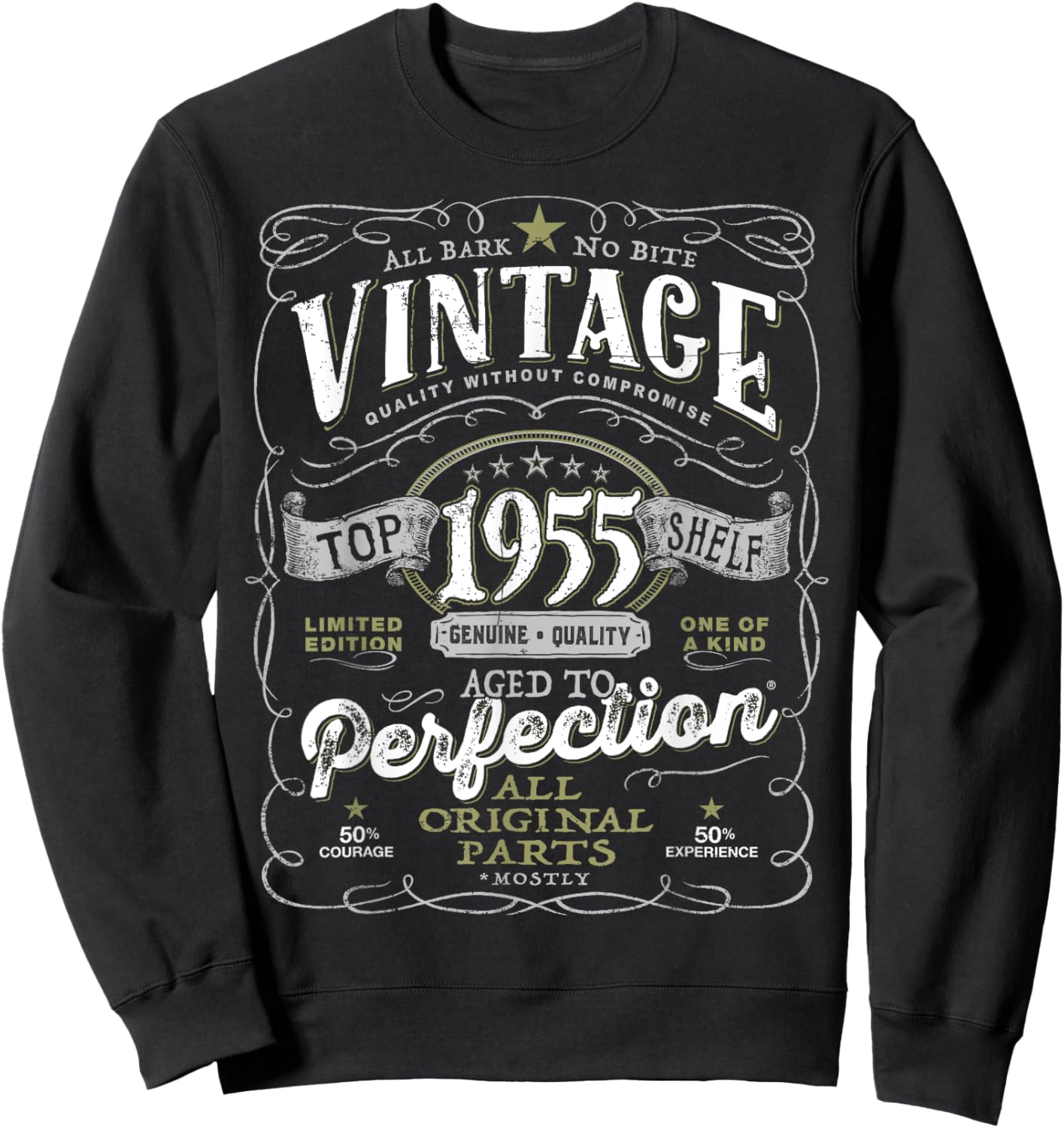 70th Birthday Vintage 1955 Original Parts Mostly Sweatshirt - Sweatshirt | Black