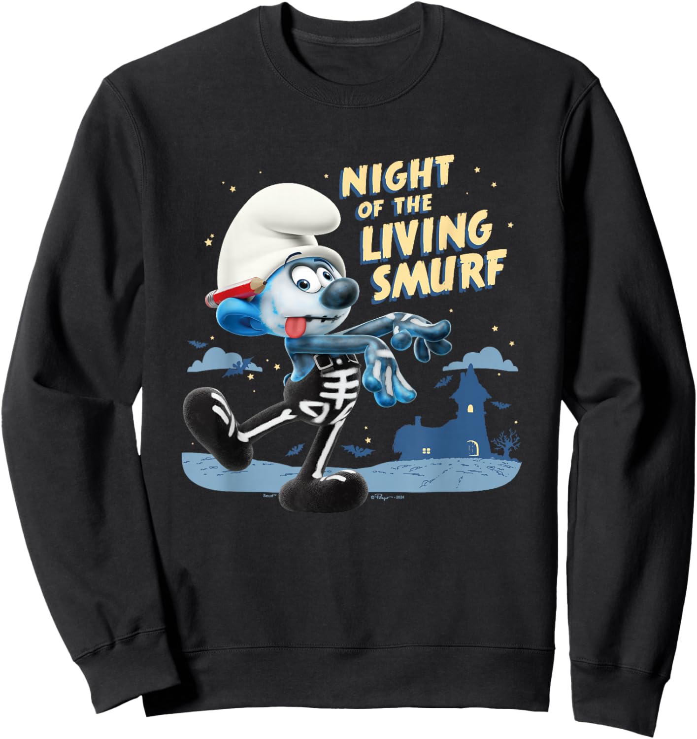 The Smurfs Halloween Night Of The Living Smurf Zombie Logo Sweatshirt - Sweatshirt | Black