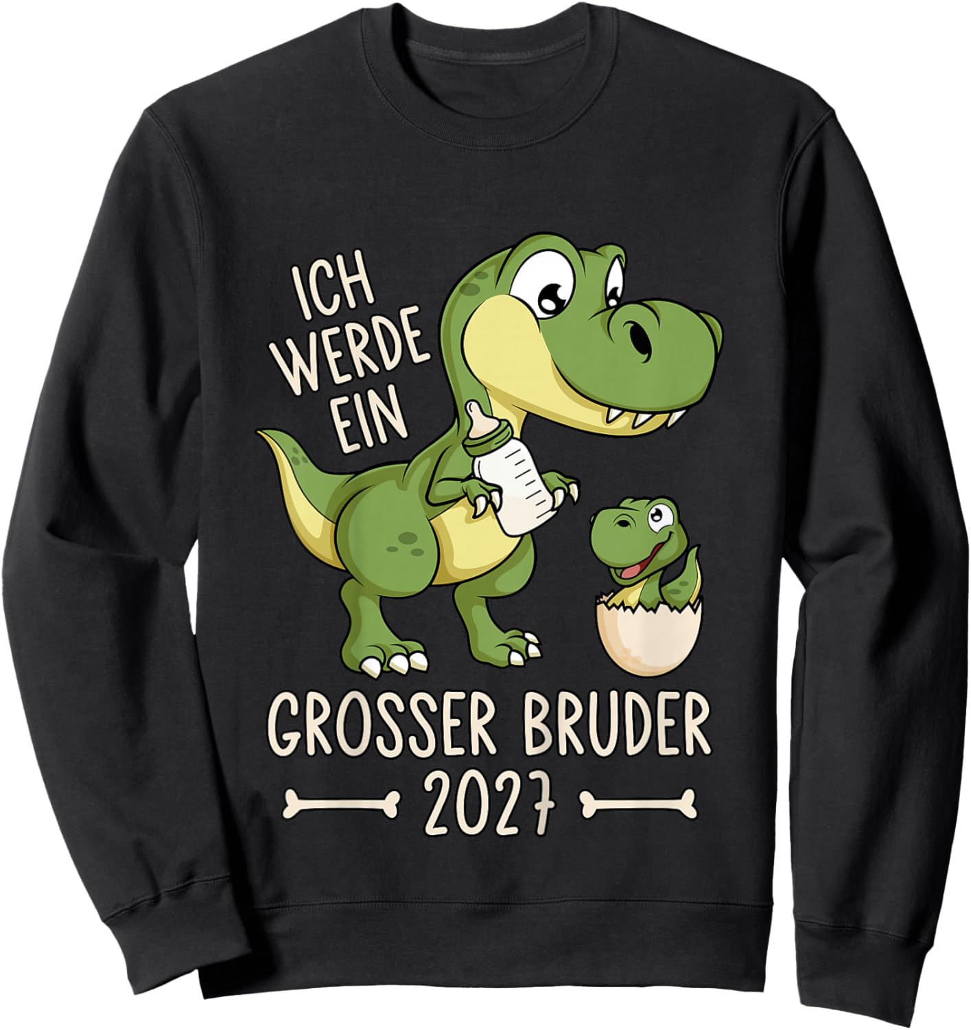 Kinder Geschwister Baby Dino Ich werde EIN großer Bruder 2027 Sweatshirt - Sweatshirt | Black