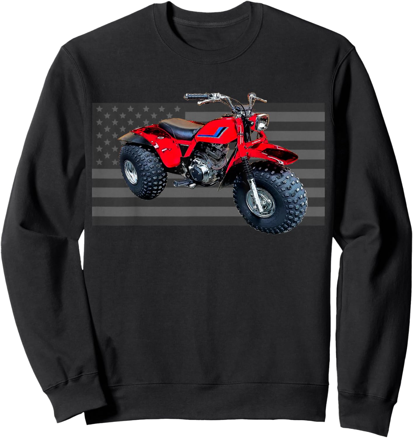 Vintage American Flag 3 Wheeler ATV, ATC Sweatshirt - Sweatshirt | Black