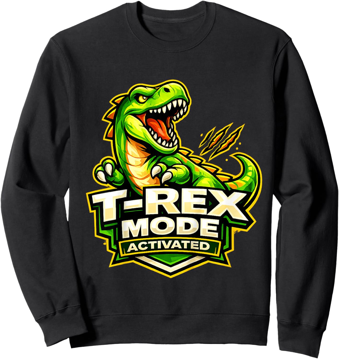 Kids T-Rex Mode Activated Funny Dinosaur Kids Sweatshirt - Sweatshirt | Black