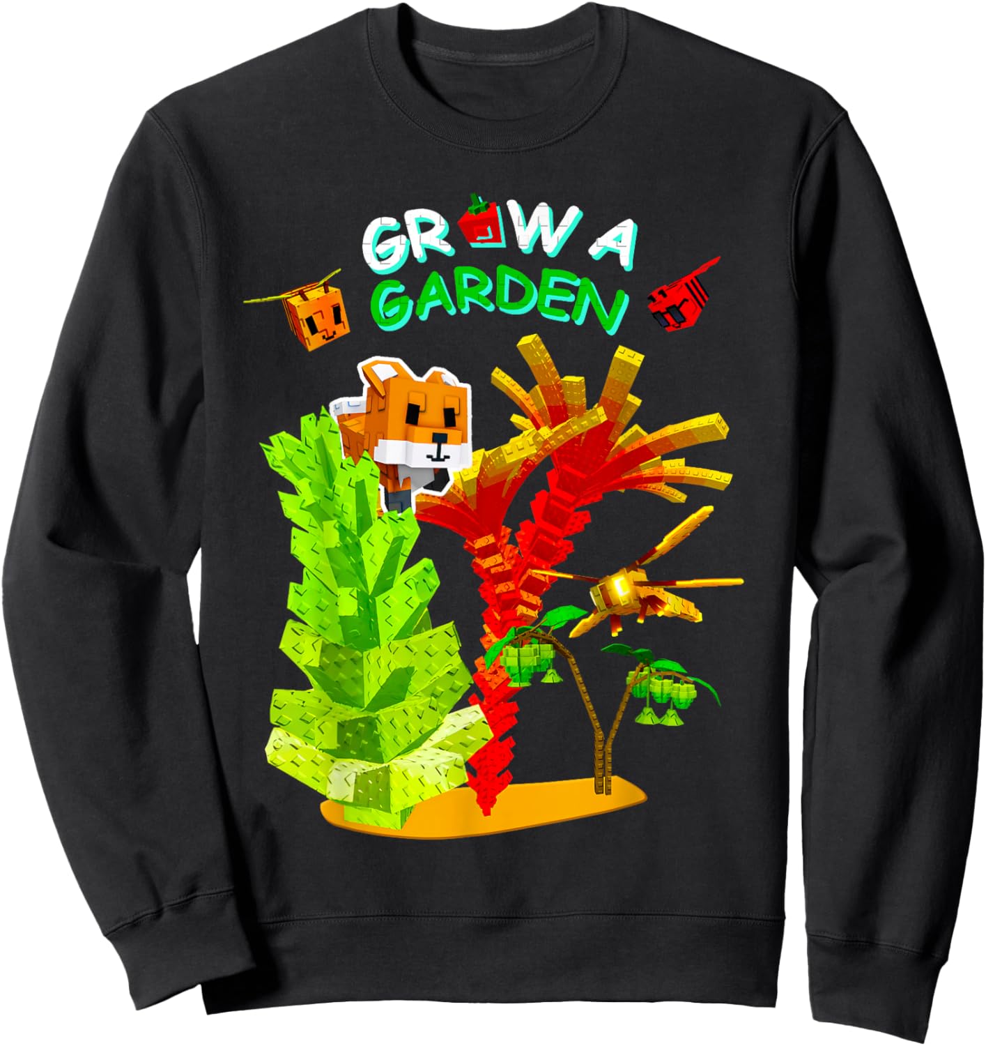 Grow A Garden Romanesco Burning Bud Fox Disco Bee Gamer Sweatshirt - Sweatshirt | Black