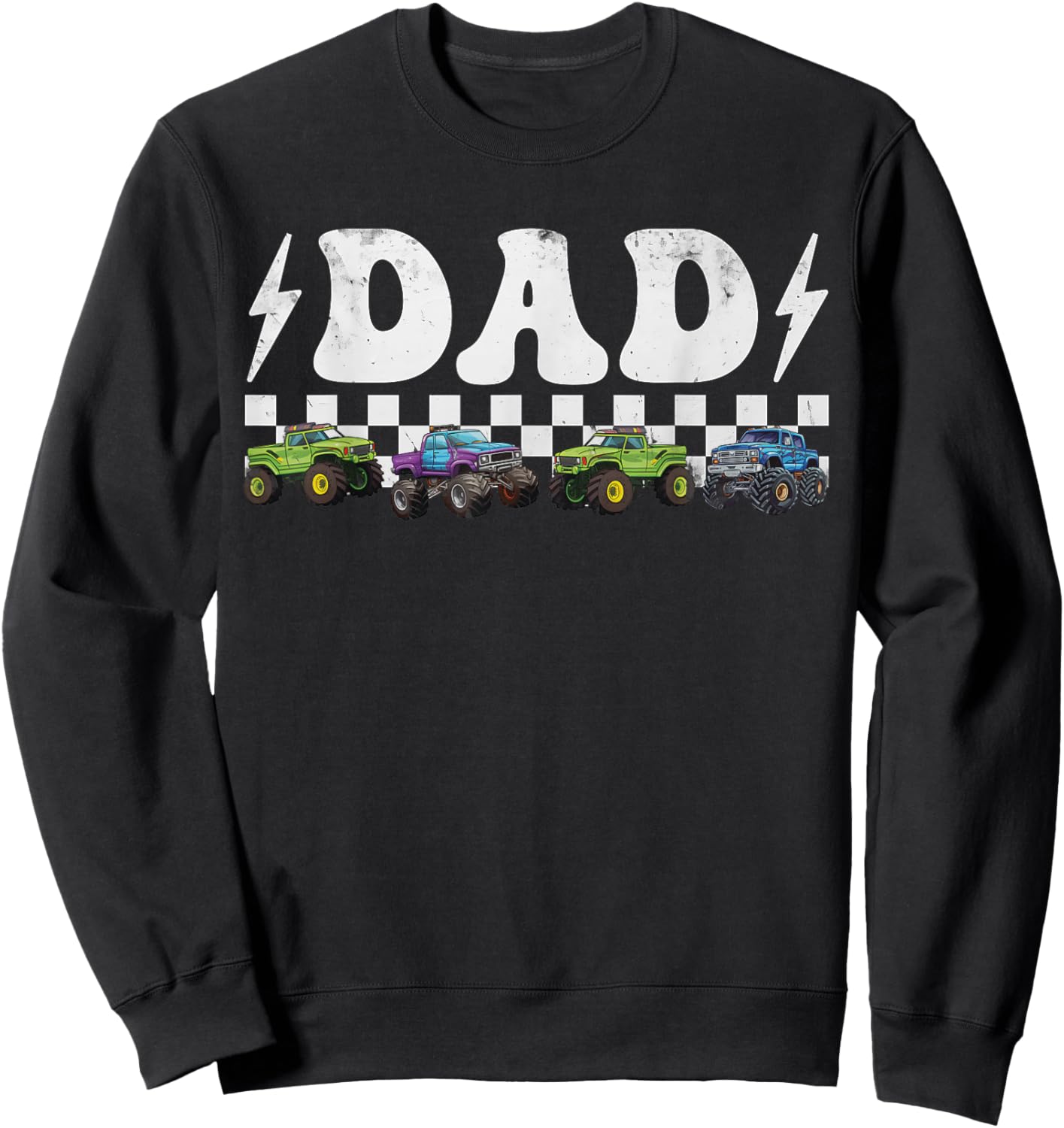 Monster Truck Dad Family Matching Monster Trucks Birthday Sweatshirt - Sweatshirt | Black