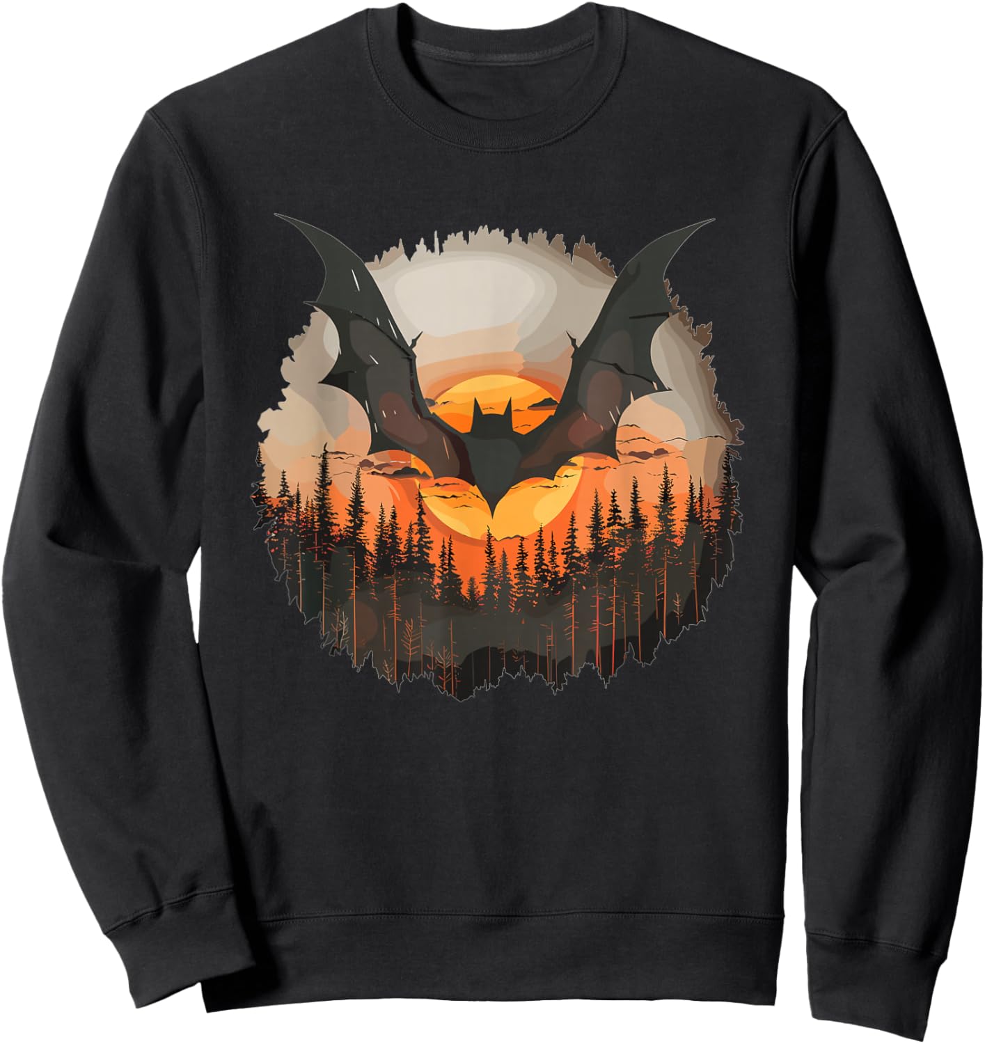 Aesthetic Bat in the Forest I Bat Sweatshirt - Sweatshirt | Black