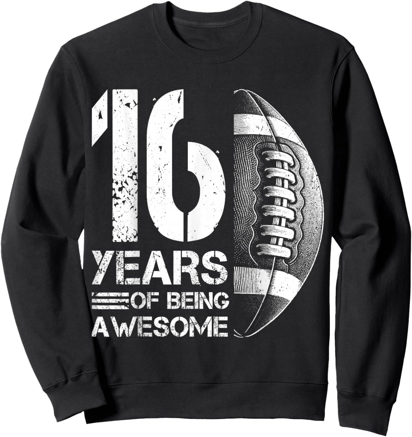 16th Birthday Retro American Football 16 Years Old Boy Girl Sweatshirt - Sweatshirt | Black