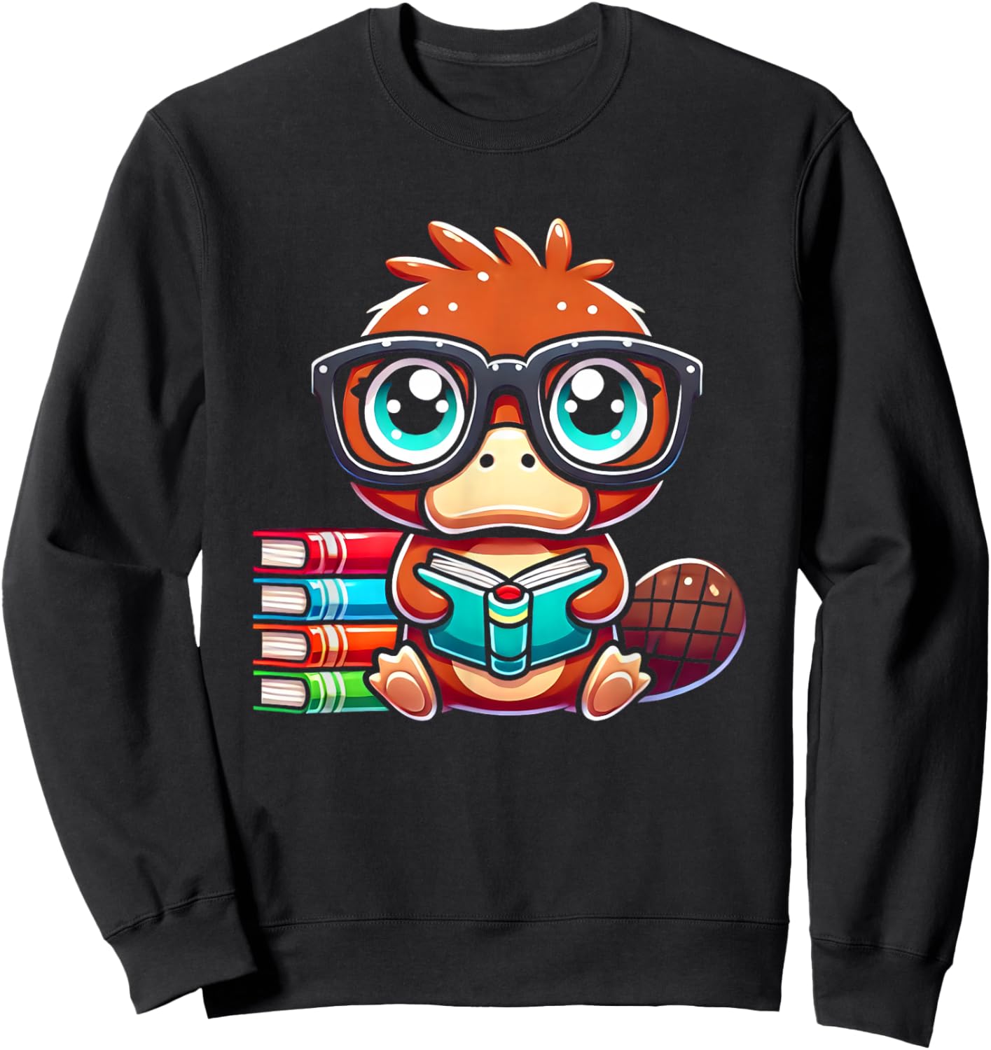 Book Lover Reading Platypus Sweatshirt - Sweatshirt | Black