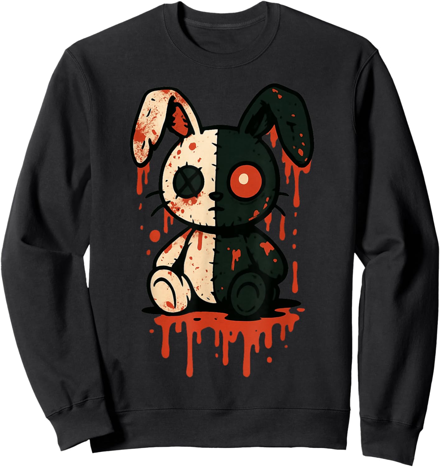 Dark Horror Goth Bunny Creepy Doll Aesthetic Rabbit Scary Sweatshirt - Sweatshirt | Black