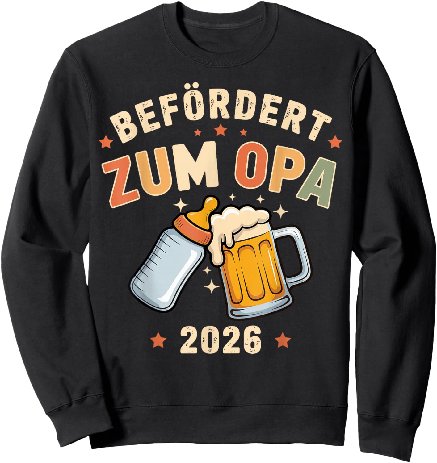 Grandpa 2026 with German Text "Ich werde Opa Schwangeran" Sweatshirt - Sweatshirt | Black