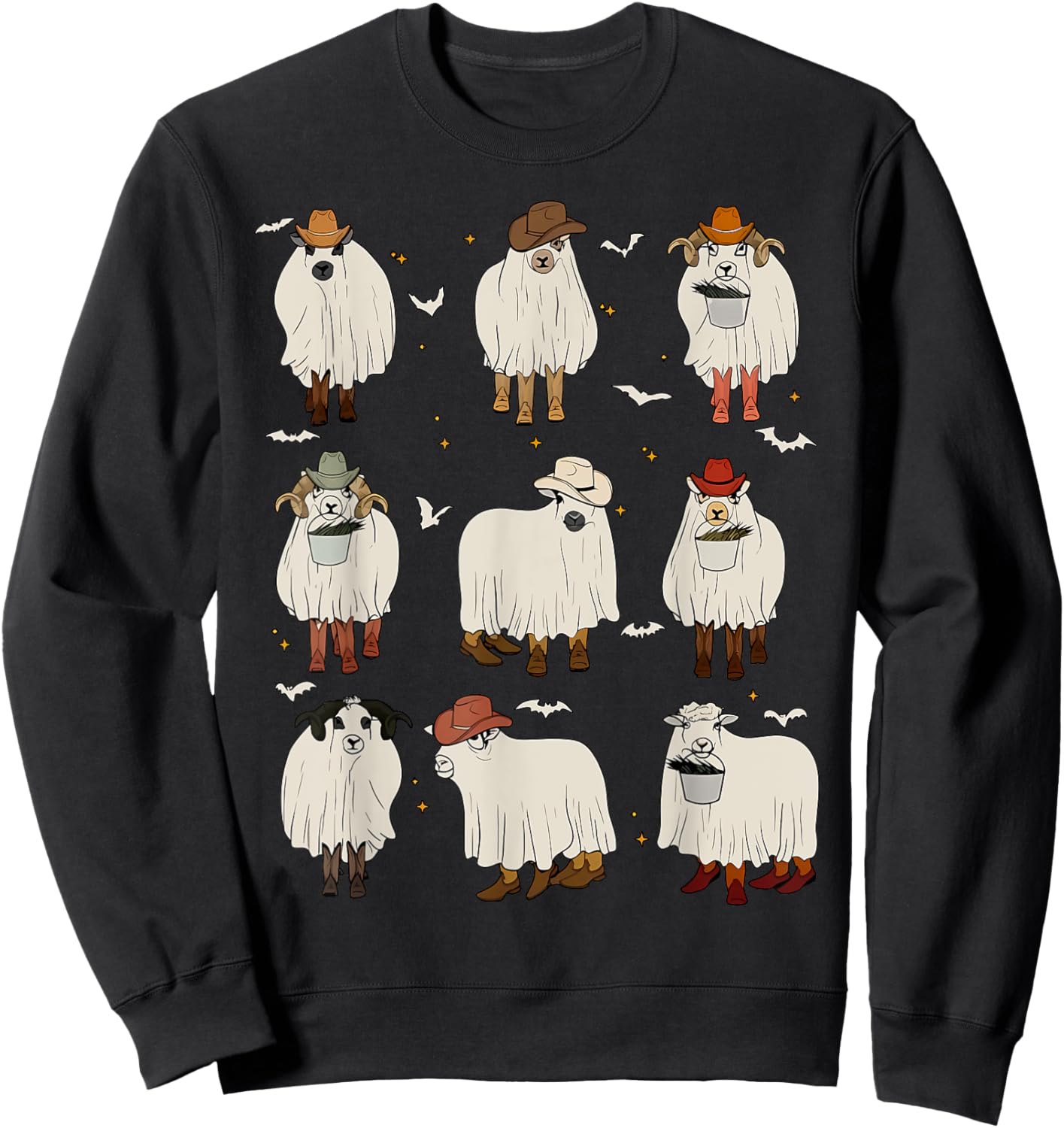 Vintage Sheep Ghost Farm Animals Farmer Halloween Costume Sweatshirt - Sweatshirt | Black