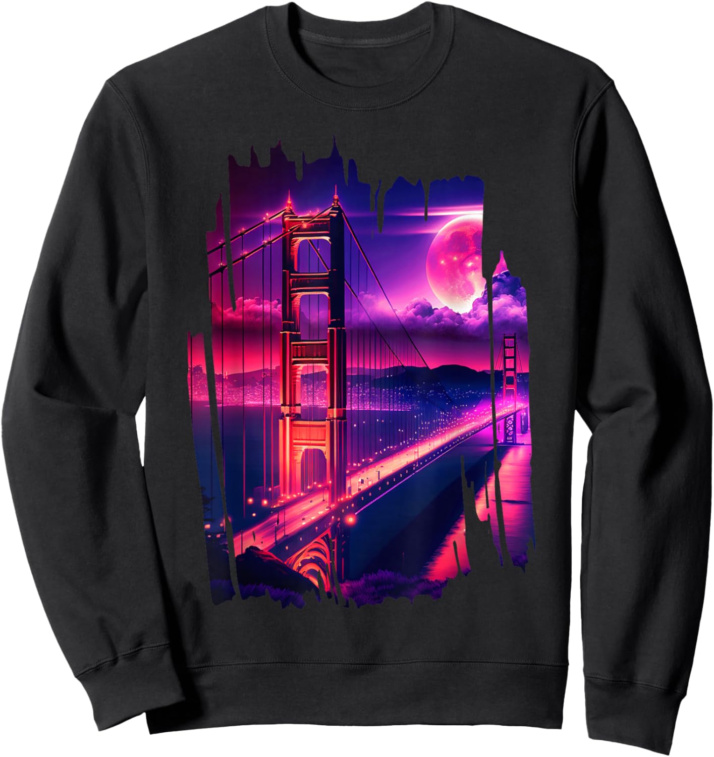 San Francisco Vaporwave Aesthetic Retro Style I Love SF Sweatshirt - Sweatshirt | Black