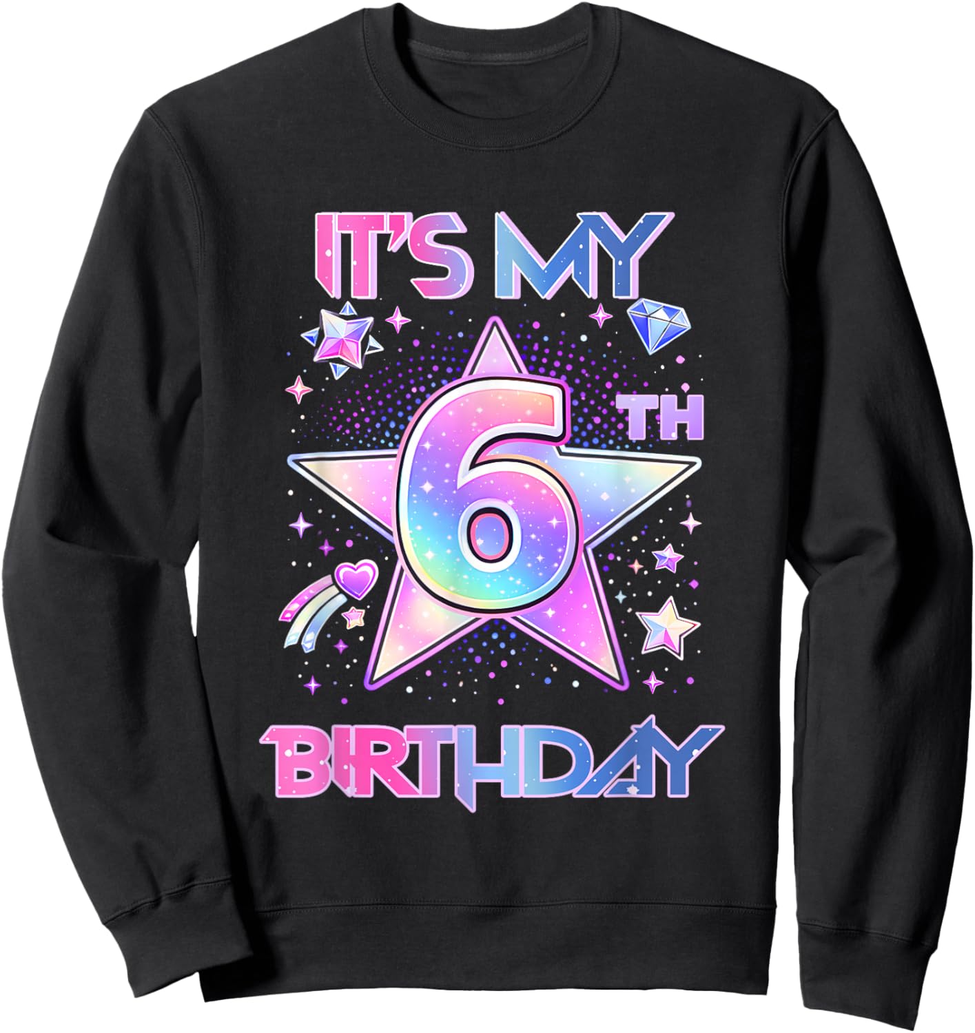 It's My 6Th Birthday K-Pop 6 Years Old Birthday Girl Kids Sweatshirt - Sweatshirt | Black