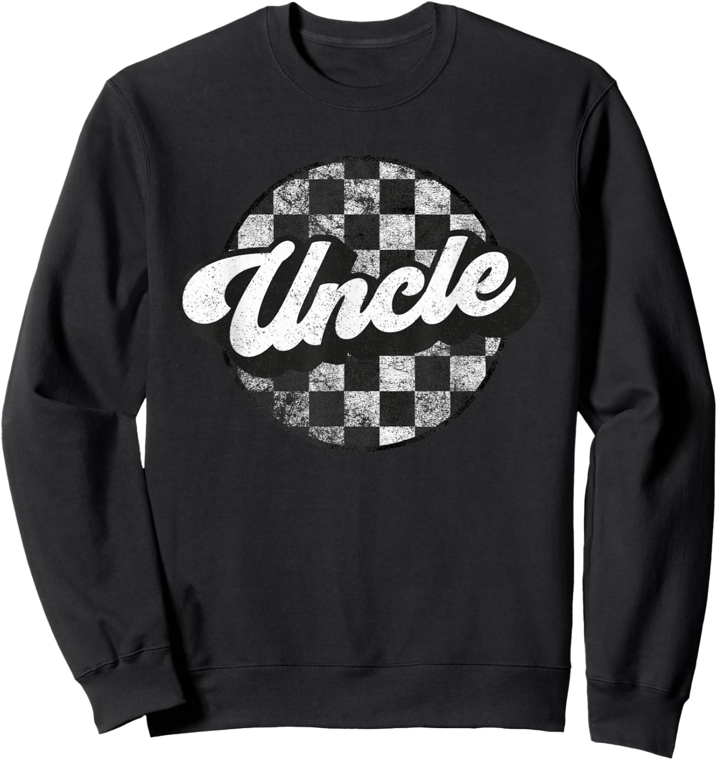 Funny Retro Checkered Uncle Race Vintage Matching Family Sweatshirt - Sweatshirt | Black