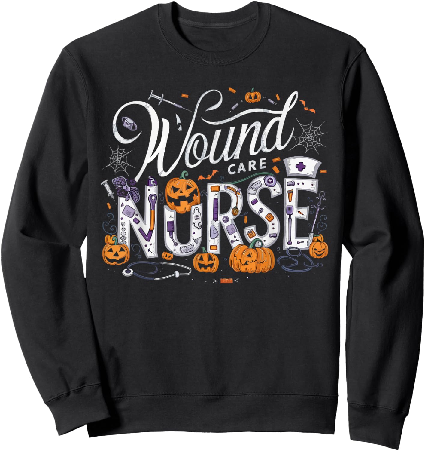 Halloween Wound Care Nurse Spooky Nursing Trick Or Treat Sweatshirt - Sweatshirt | Black