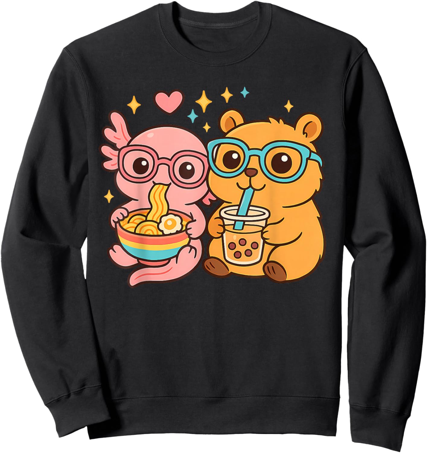 Cute Capybara Axolotl Kawaii Anime y2k Boba Kids Capibara Sweatshirt - Sweatshirt | Black