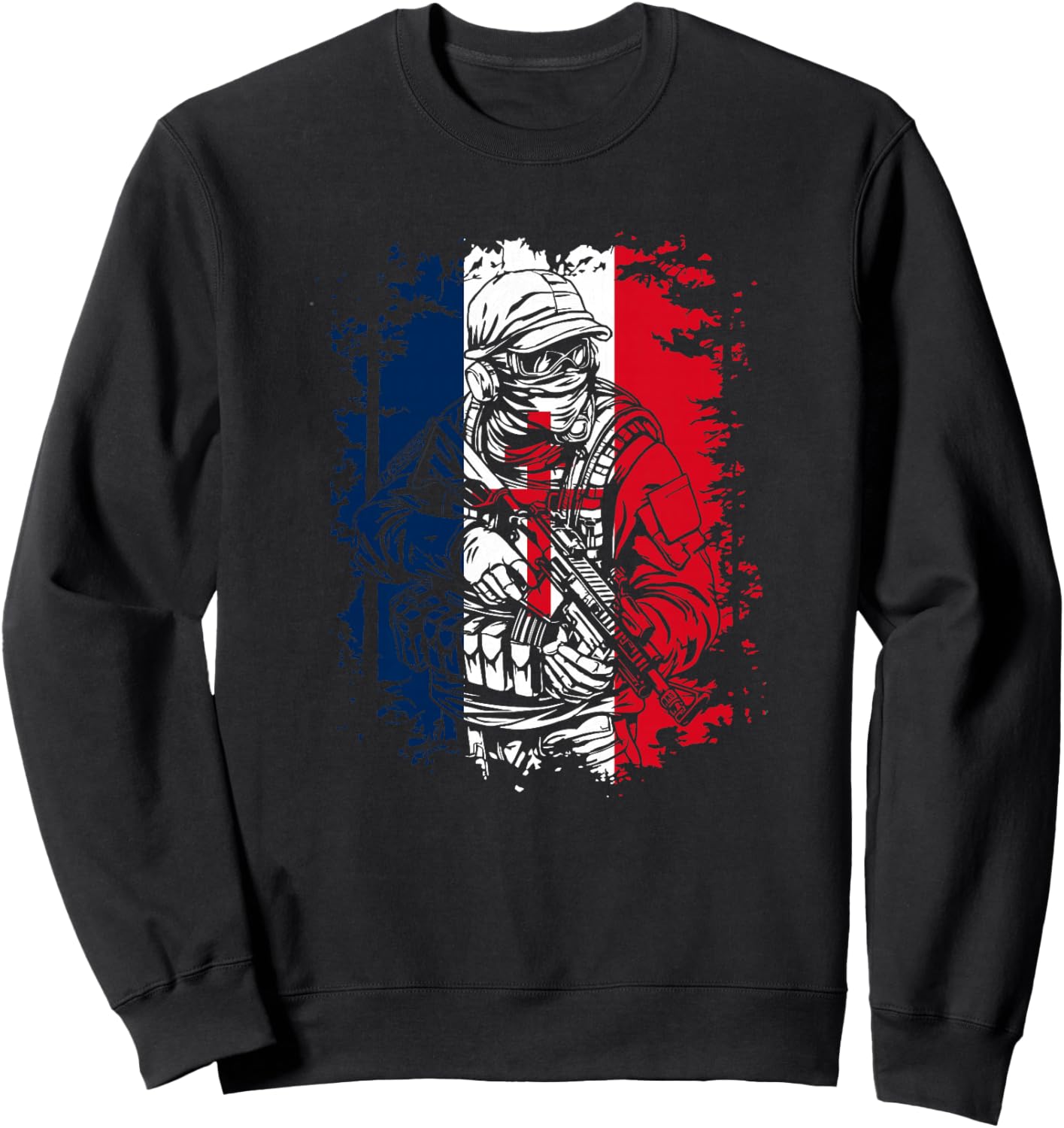 Soldat avec Drapeau Français et Croix de Lorraine Haut de Gamme Sweatshirt - Sweatshirt | Black