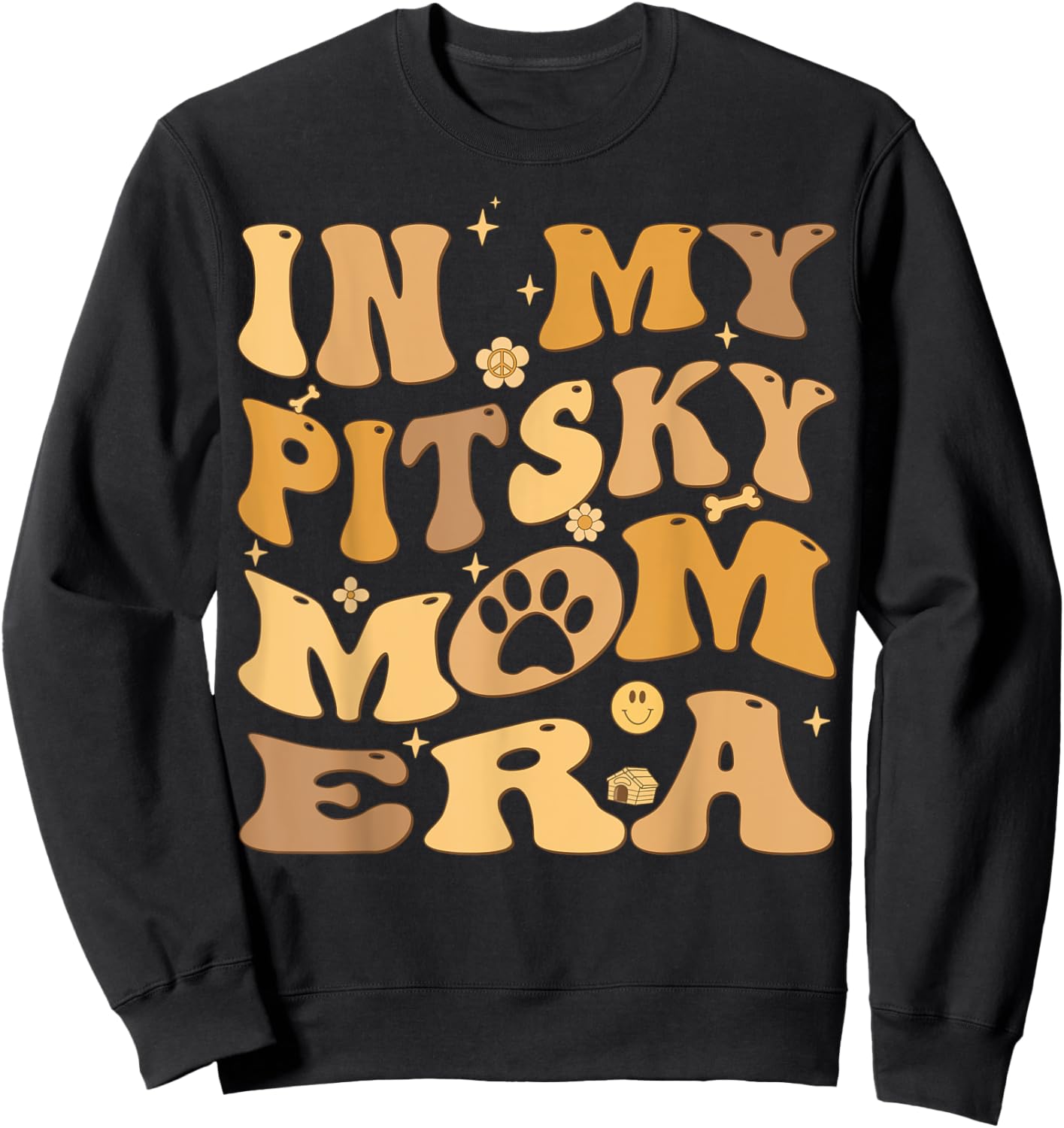 In My Pitsky Mom Era Groovy Pitsky Dog Men Women Kids Sweatshirt - Sweatshirt | Black