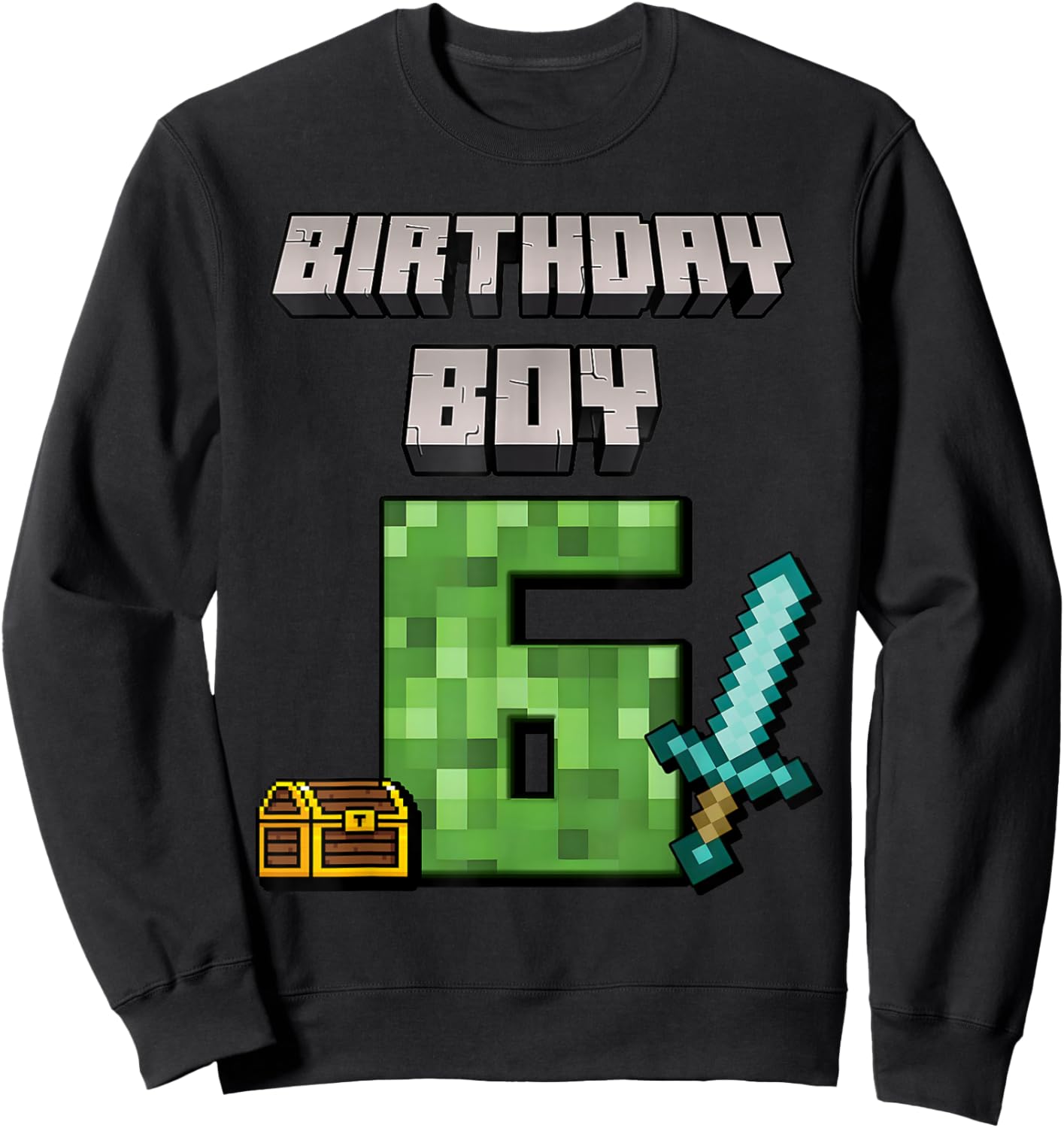 Birthday Boy 6th Birthday I'm 6 Year Old Gamer Pixel Sweatshirt - Sweatshirt | Black