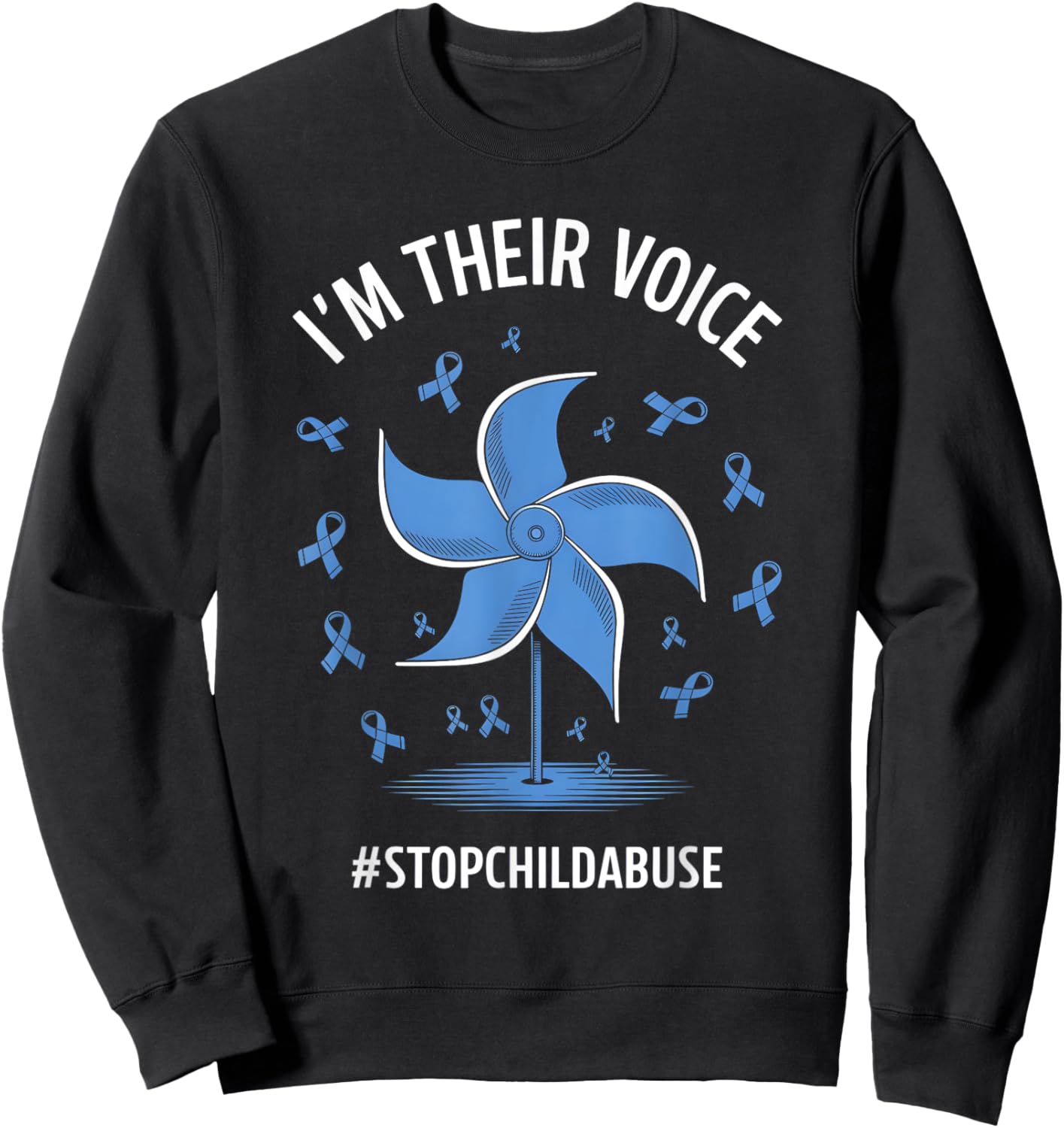 I'm Their Voice Pinwheel Child Abuse Prevention Awareness Sweatshirt - Sweatshirt | Black
