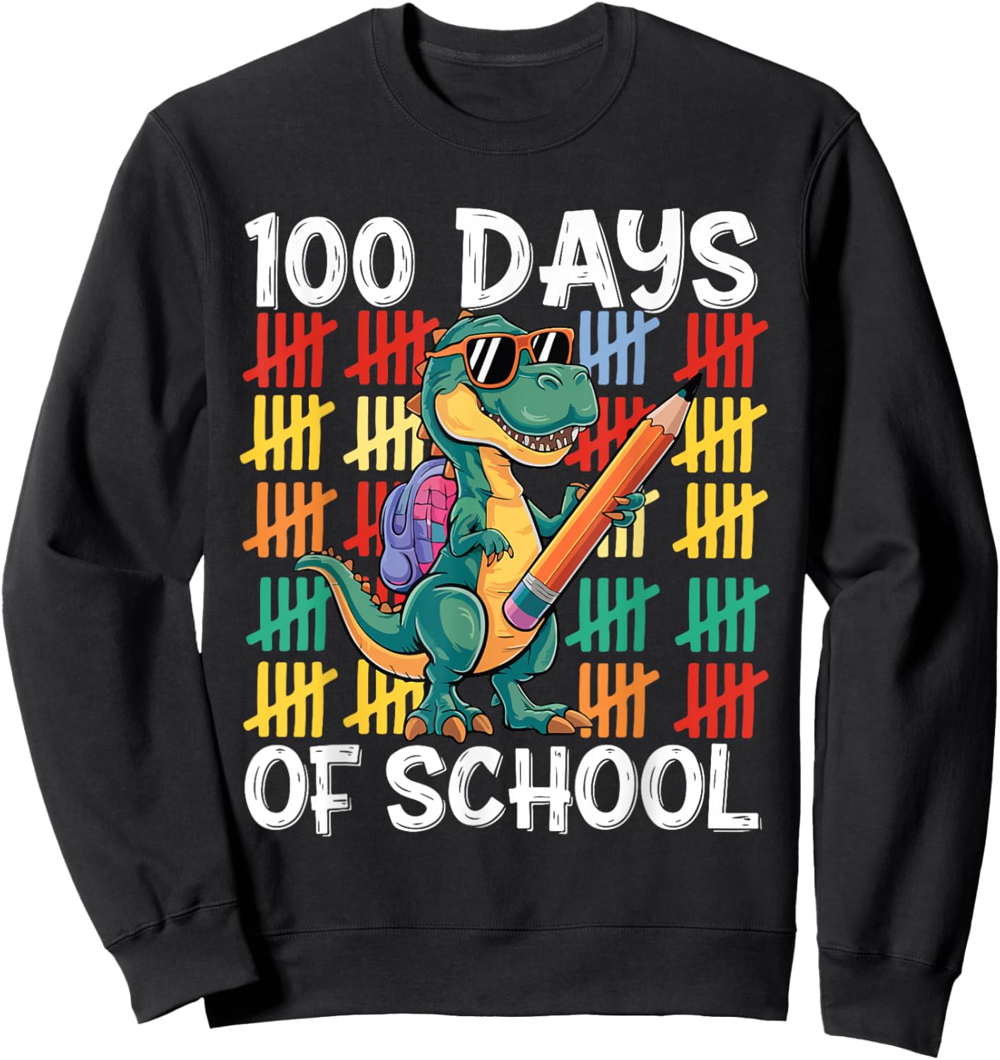 100th Day Of School Costume For Kids Girls Boys 100 Days Sweatshirt - Sweatshirt | Black