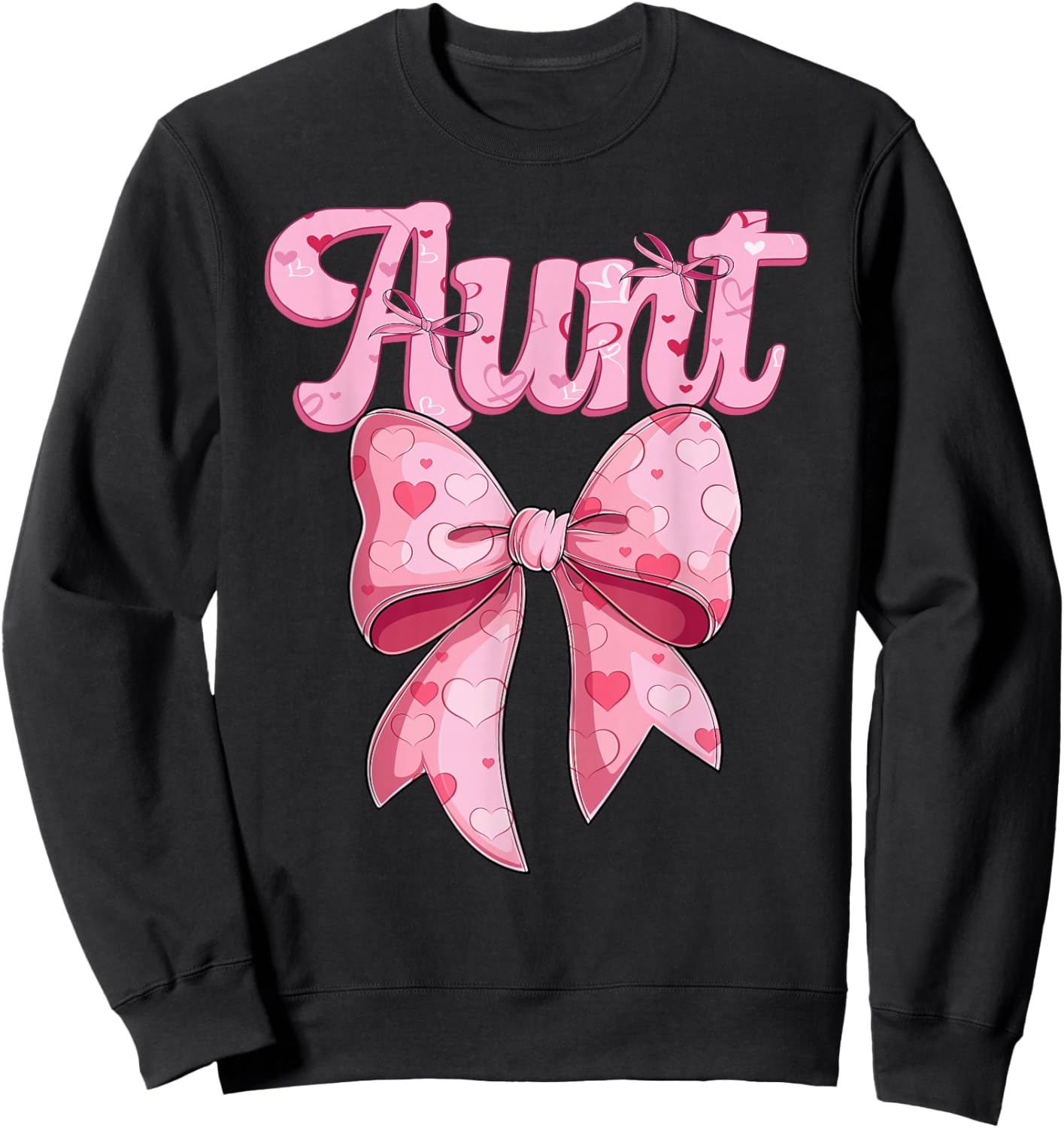 mother's day coquette bow family matching Groovy pink Aunt Sweatshirt - Sweatshirt | Black