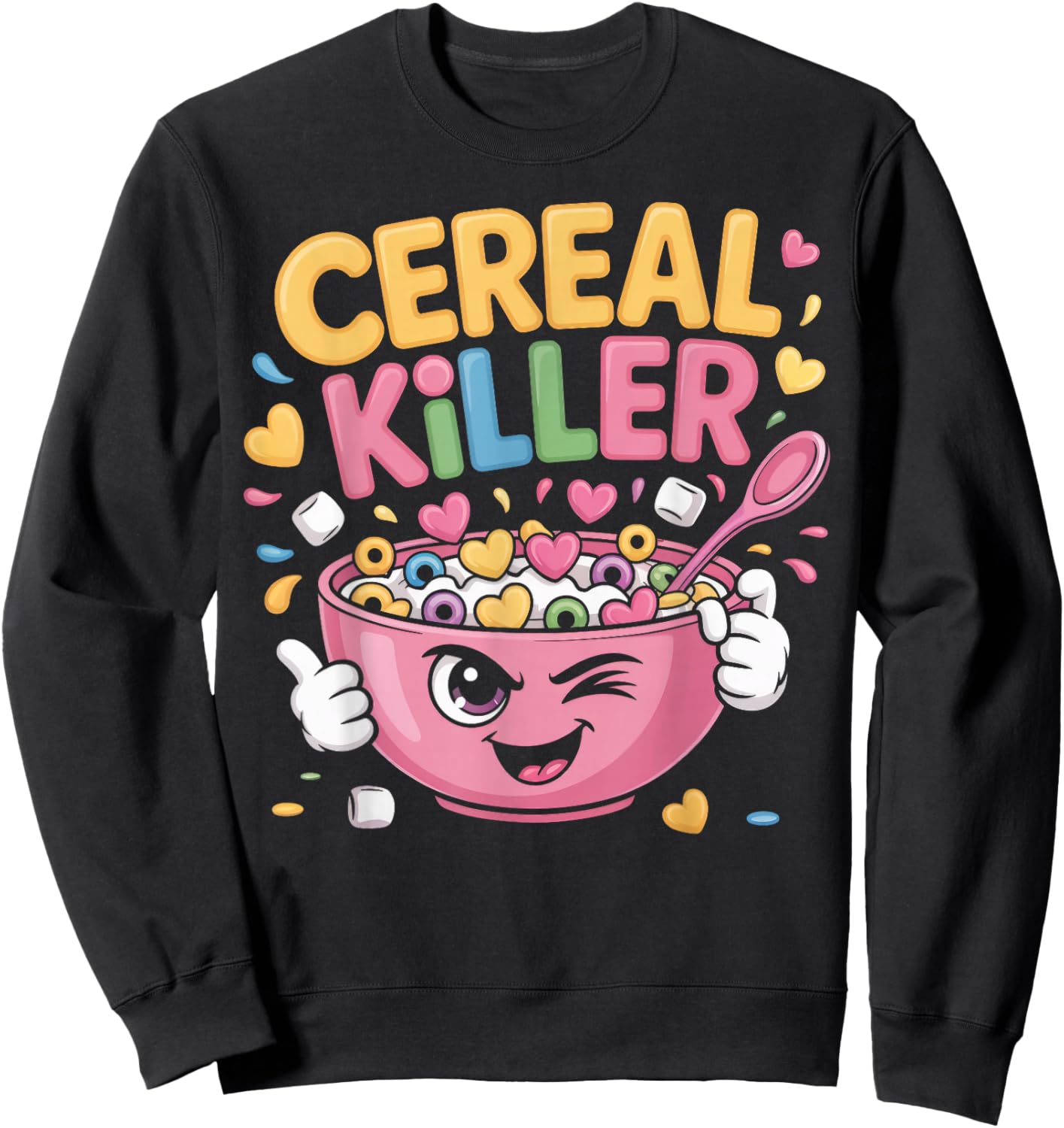 Cereal Killer Cute Breakfast Pun Graphic Sweatshirt - Sweatshirt | Black