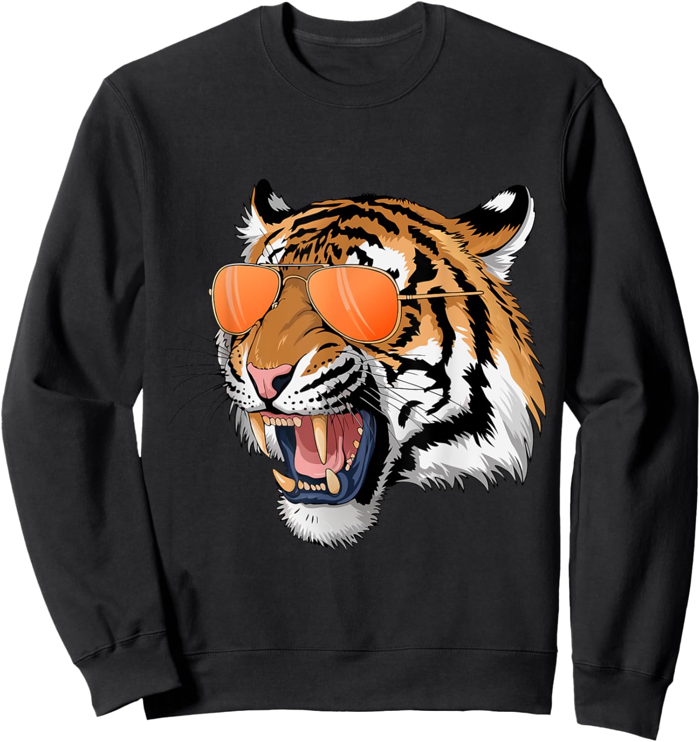 Cool Growling Bengal Tiger with Sunglasses Sweatshirt - Sweatshirt | Black
