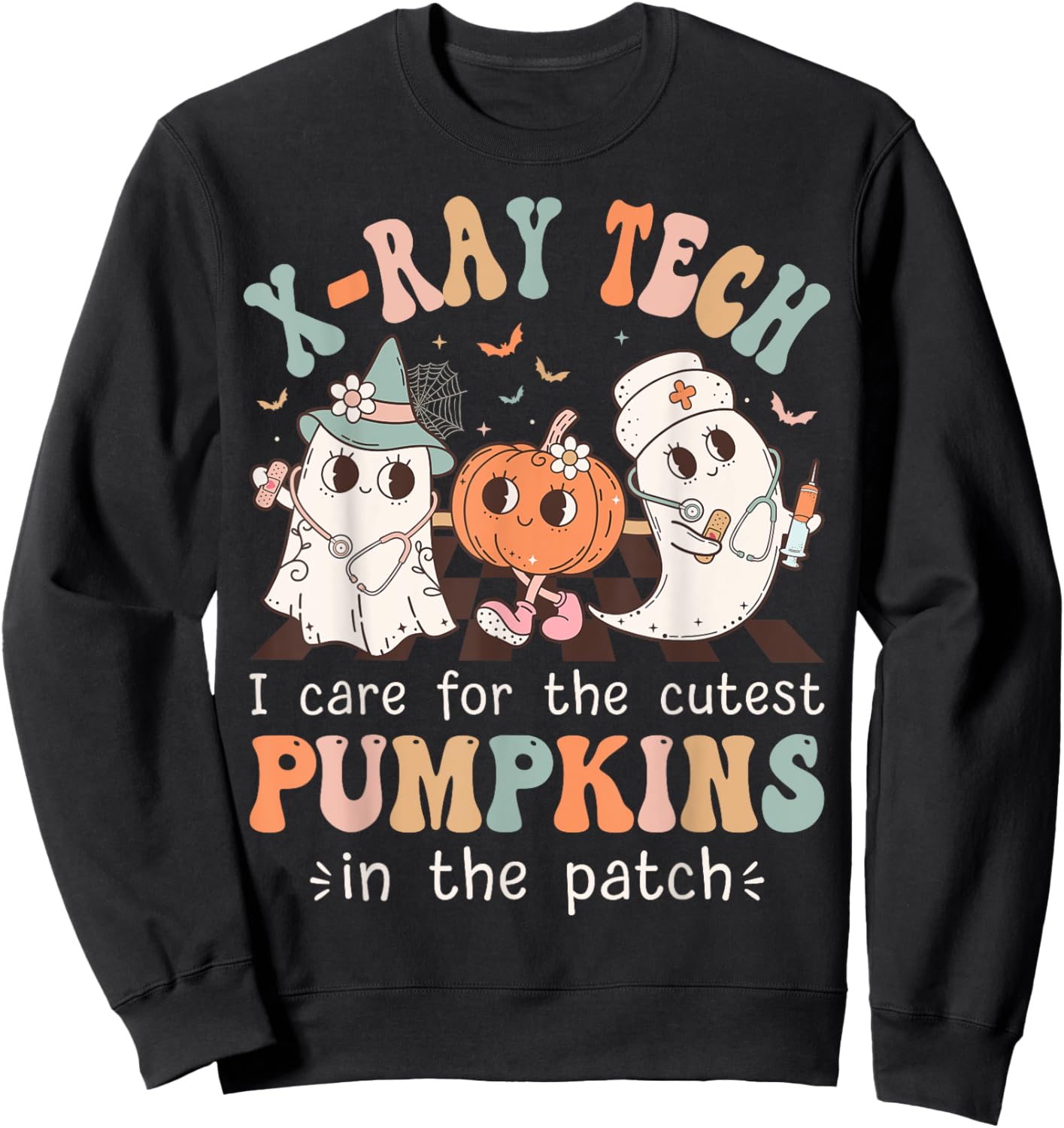XRay Tech Boo Crew Funny Halloween Radiology Technologist Sweatshirt - Sweatshirt | Black