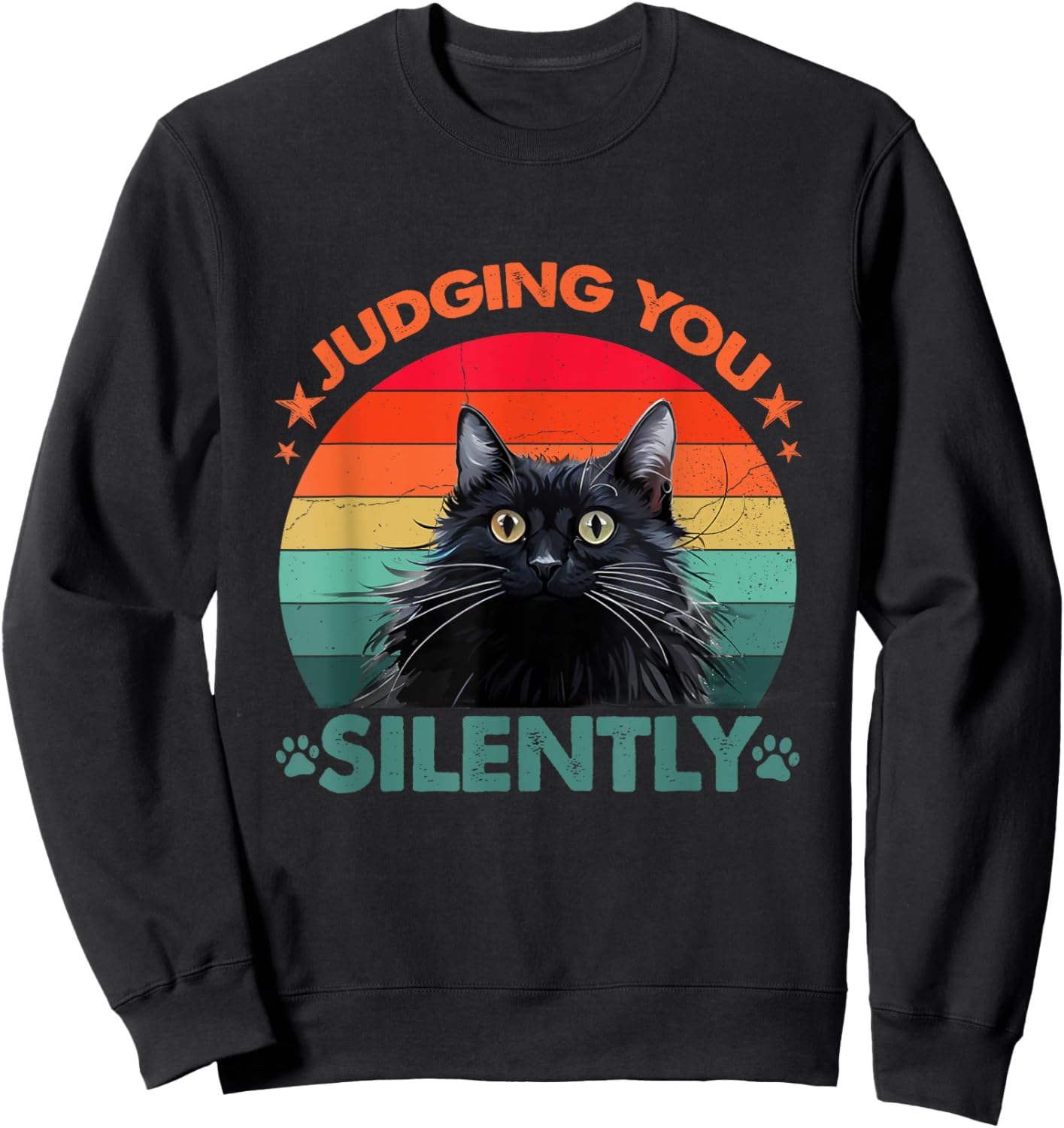 Vintage Funny Cat Judging You Silently Cat Women Kids Sweatshirt - Sweatshirt | Black