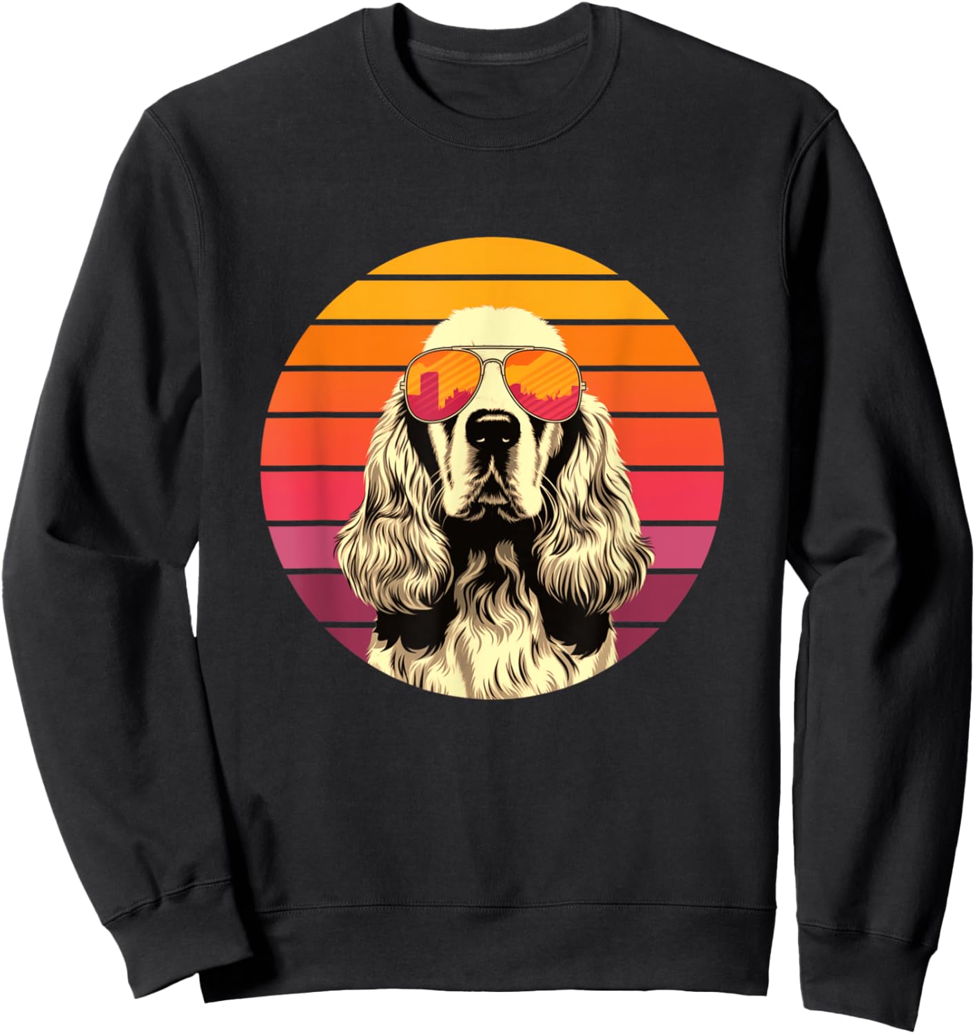 American Cocker Spaniel Dog Retro Vintage Retro 80s Men Women Sweatshirt - Sweatshirt | Black