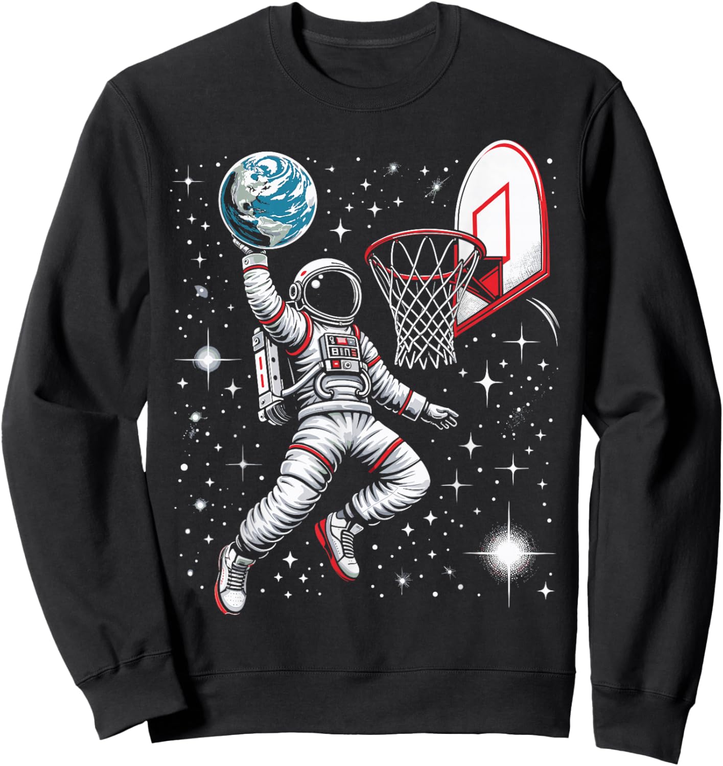 Astronaut Basketball Shirt Space Spaceman Slam Dunking Earth Sweatshirt - Sweatshirt | Black