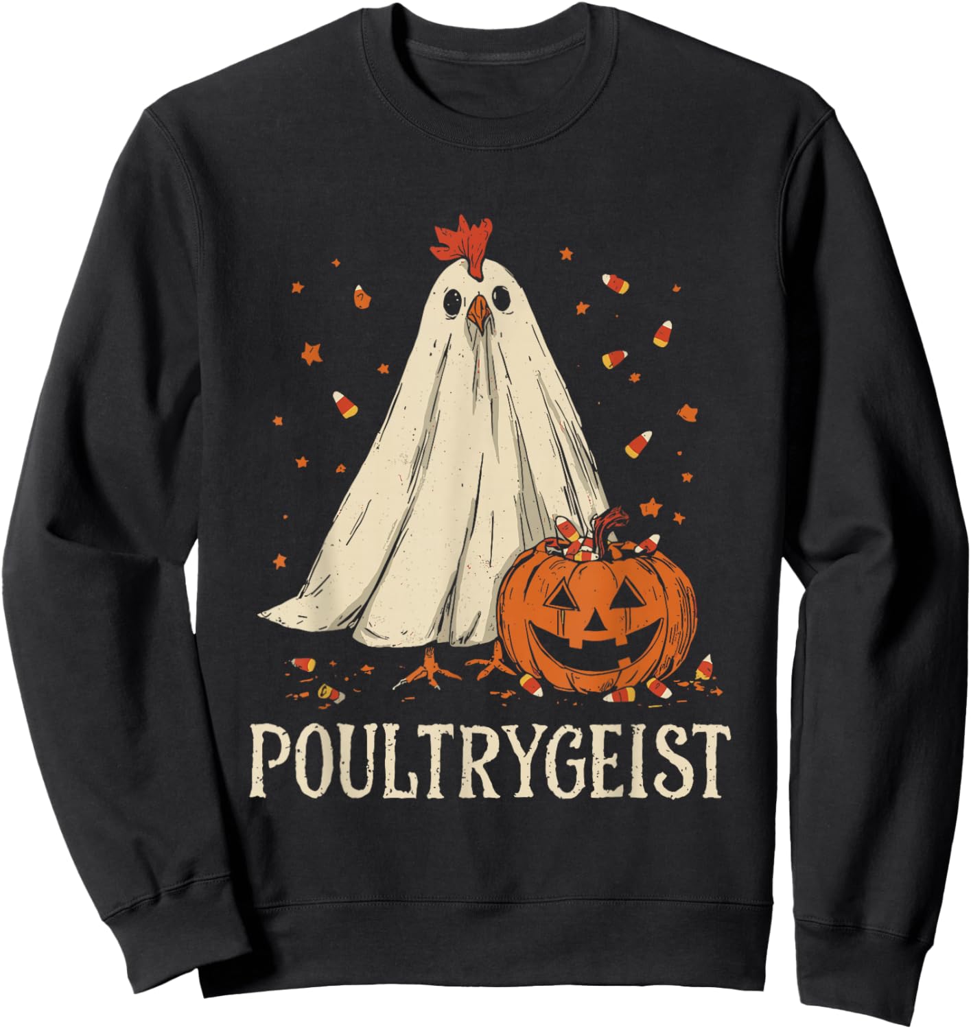 Poultrygeist Funny Chicken Ghost Pumpkin Halloween Costume Sweatshirt - Sweatshirt | Black