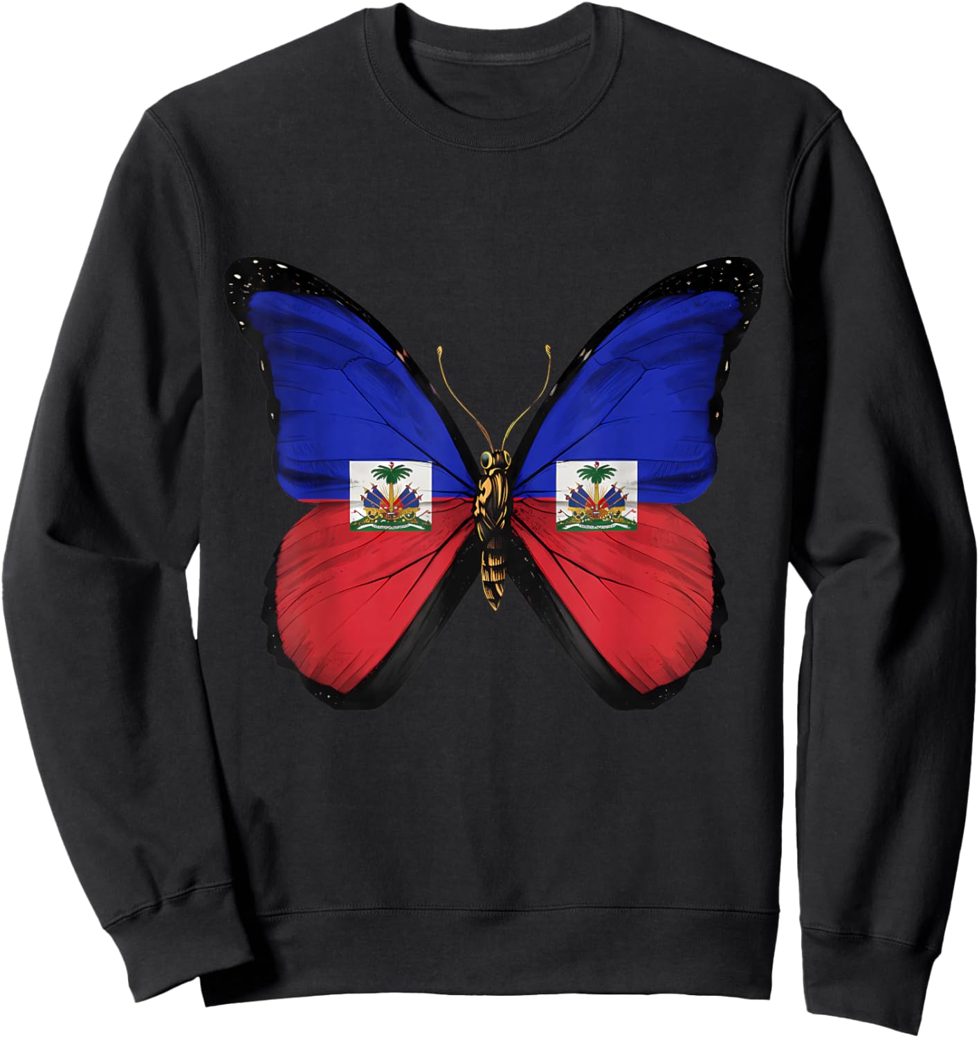 Drapeau haïtien Racines haïtiennes Sweatshirt - Sweatshirt | Black