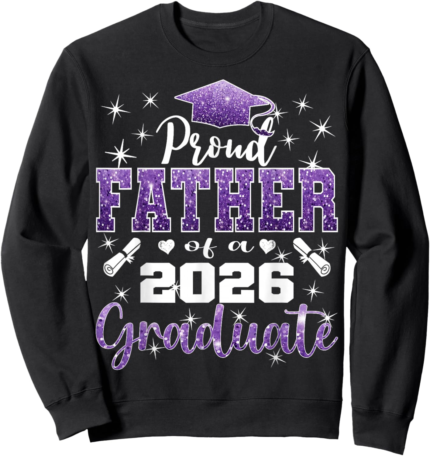 Super Proud Father of 2026 Graduate Senior Family Sweatshirt - Sweatshirt | Black