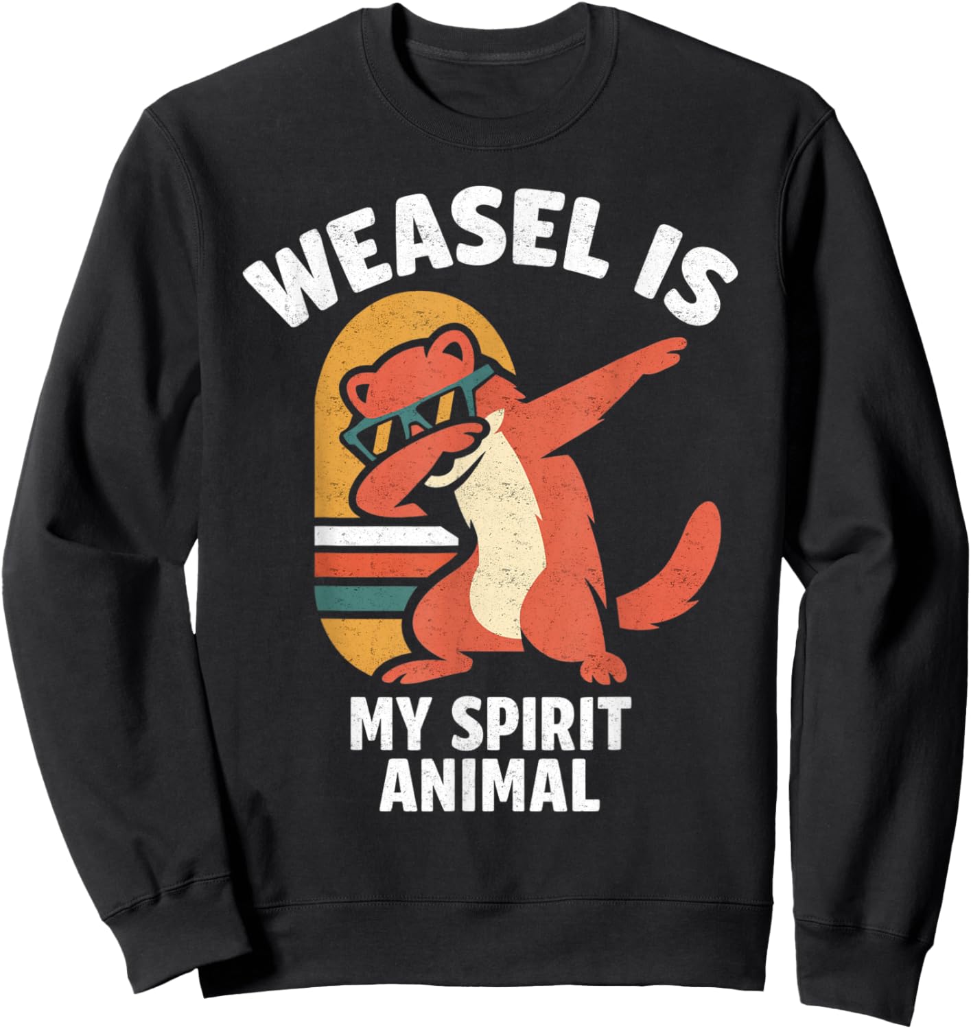 Retro Dabbing Weasel is My Spirit Animal Vintage Sweatshirt - Sweatshirt | Black